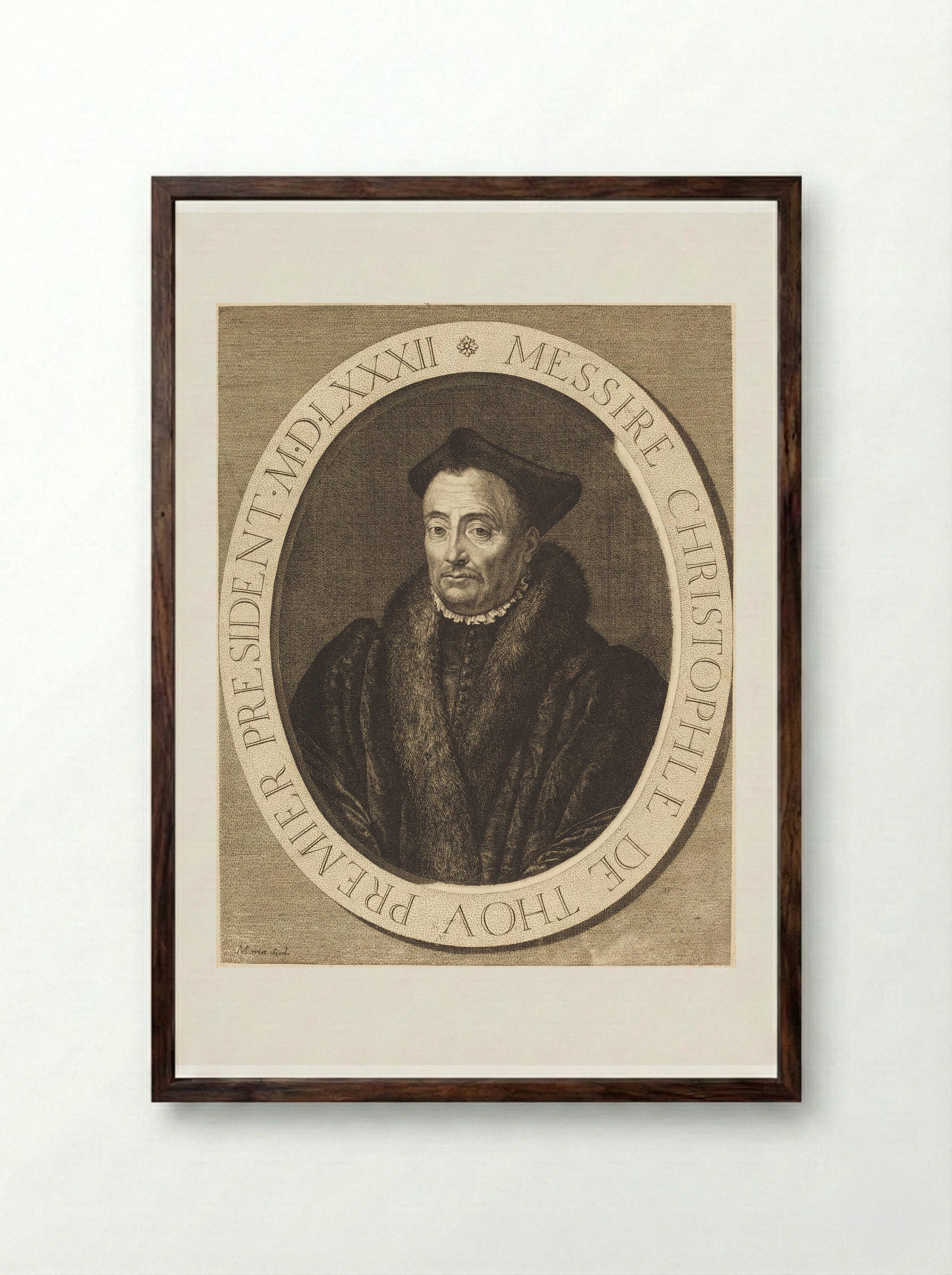 Christophe de Thou - Jean Morin - Framed Print Dark Wood
