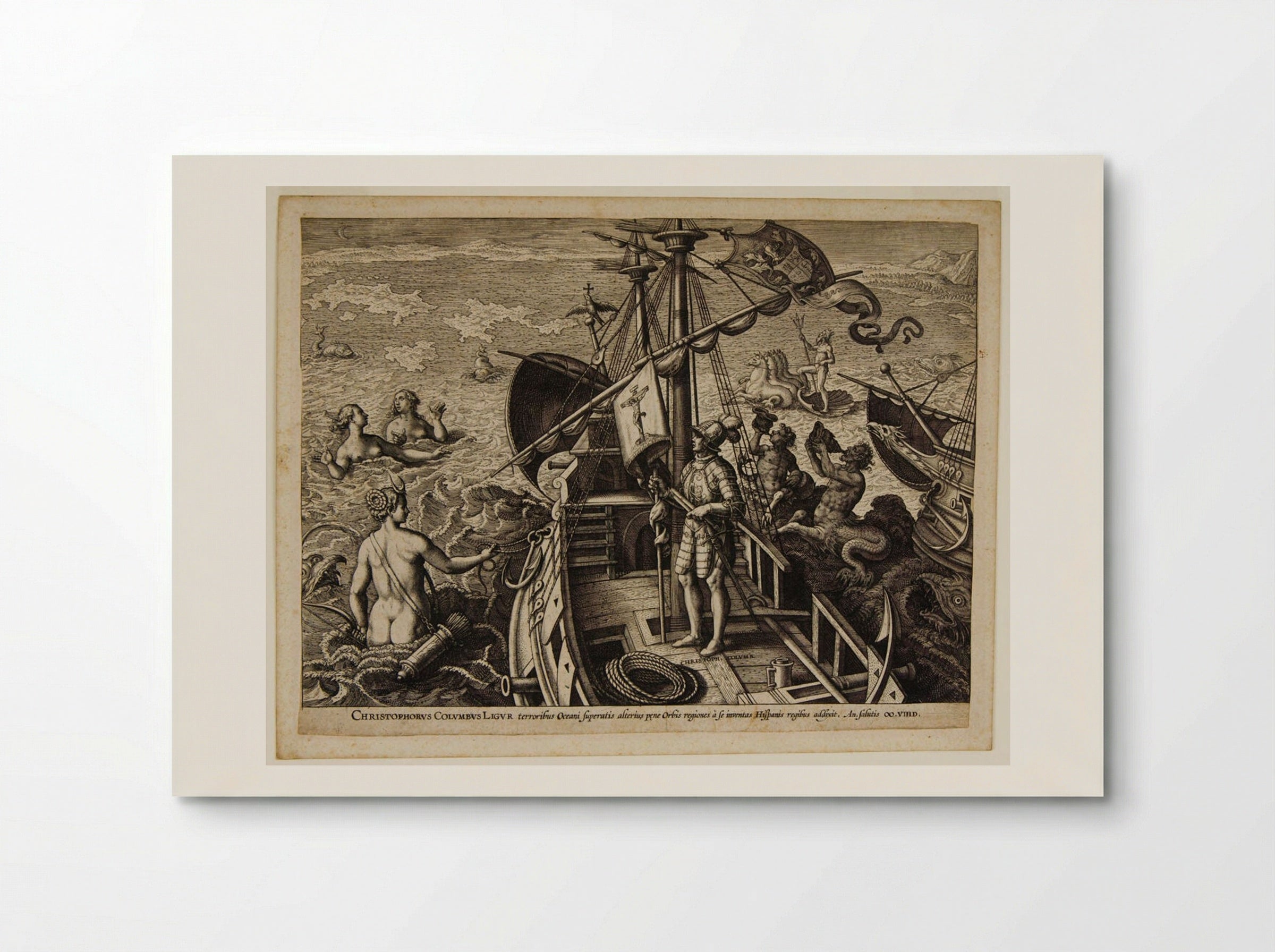 Christopher Columbus on His Ship - Adriaen Collaert - Poster