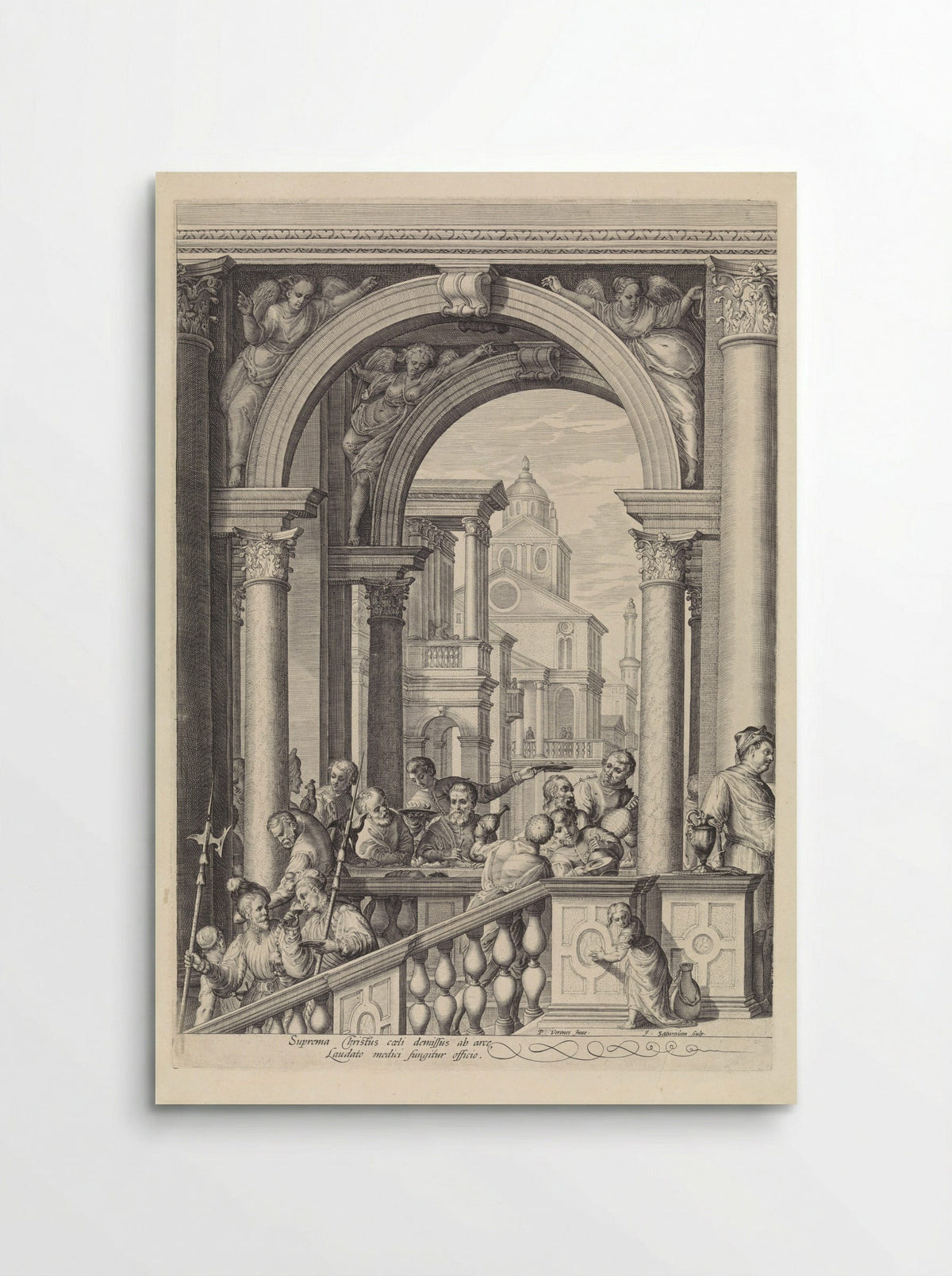 Christus aan de maaltijd in het huis van Levi de Tollenaar (plaat 1) - Cornelius Schonaeus - Poster