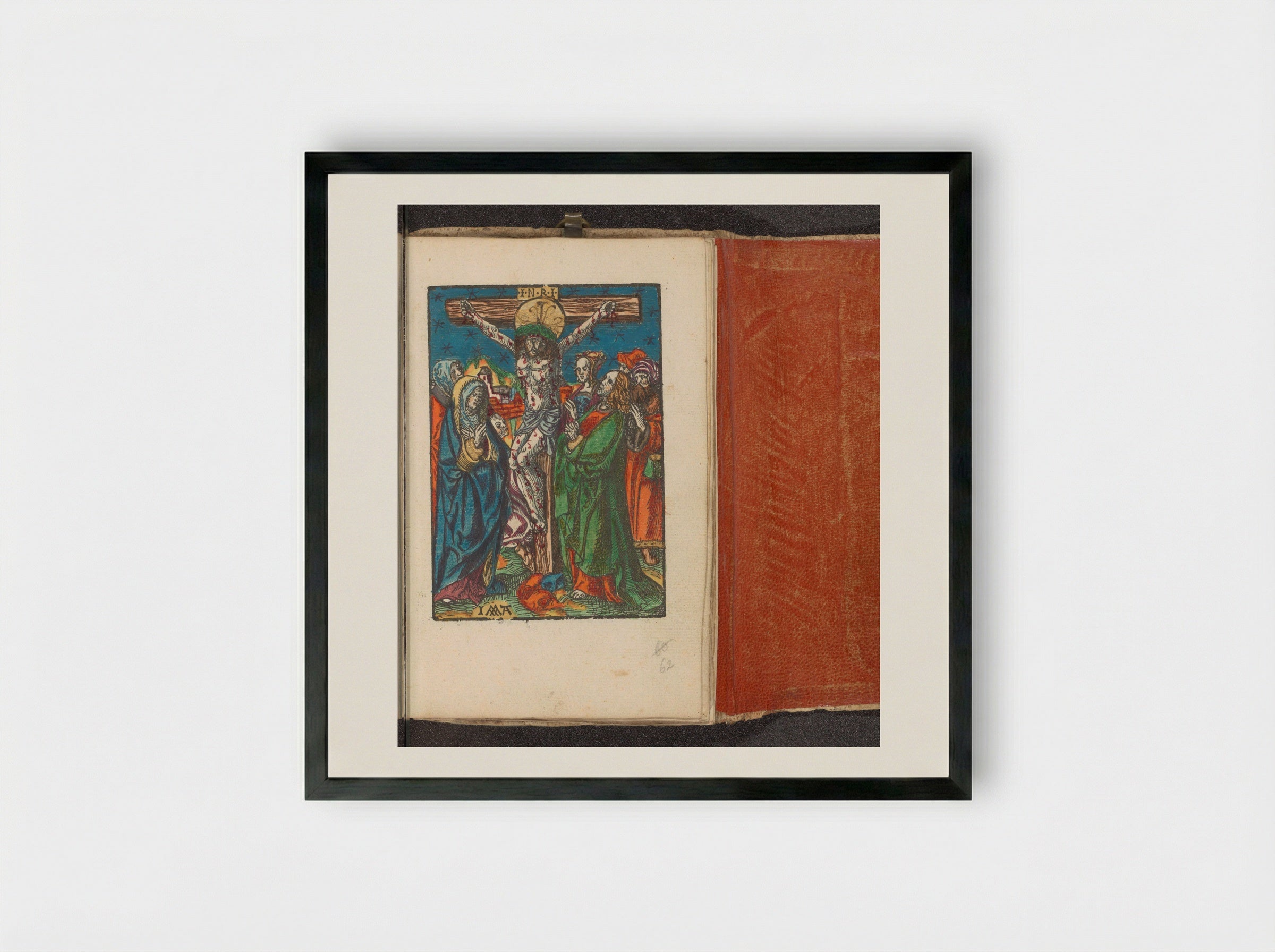 Christus aan het kruis tussen Maria en Johannes - Doen Pietersz. - Framed Print Black