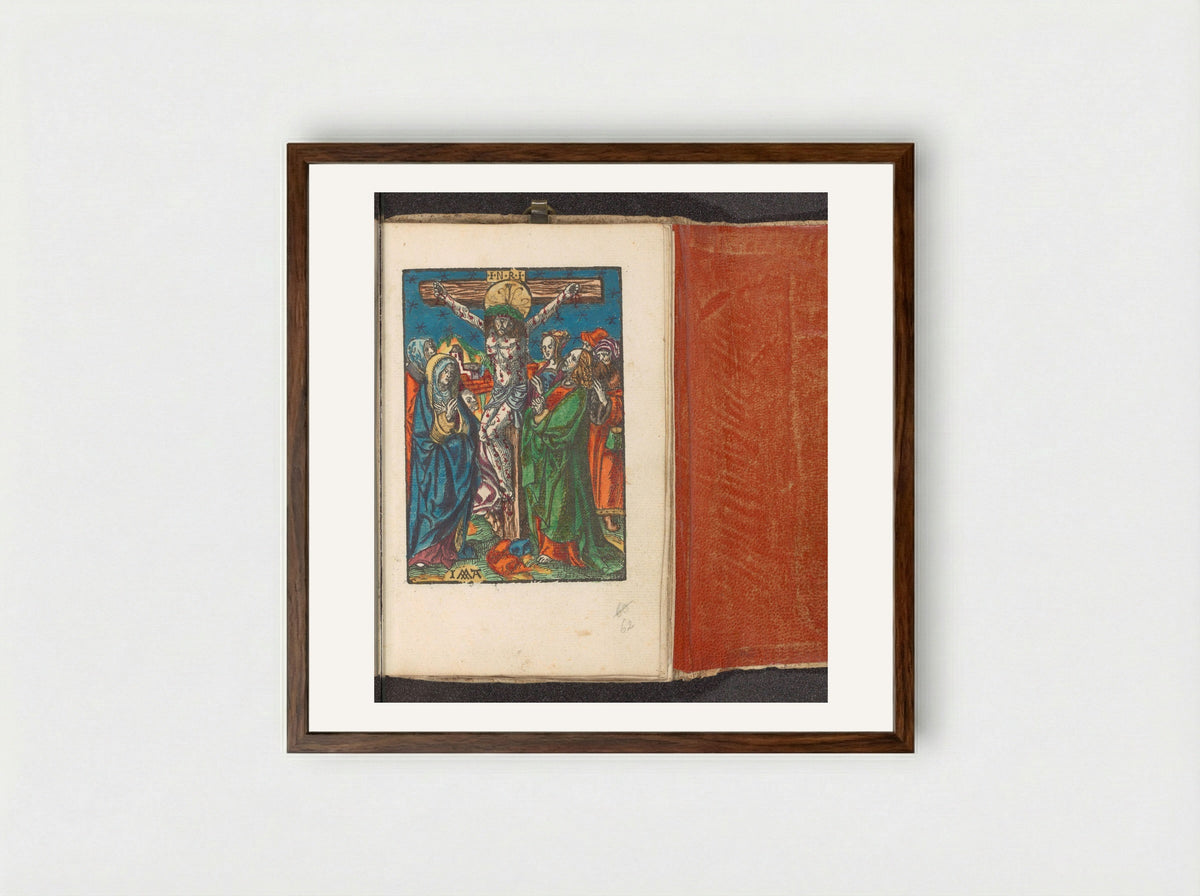 Christus aan het kruis tussen Maria en Johannes - Doen Pietersz. - Framed Print Dark Wood