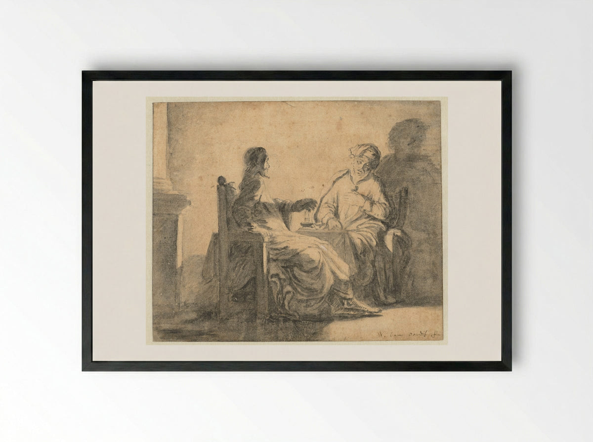 Christus en Nicodemus - Willem van Oordt - Framed Print Black