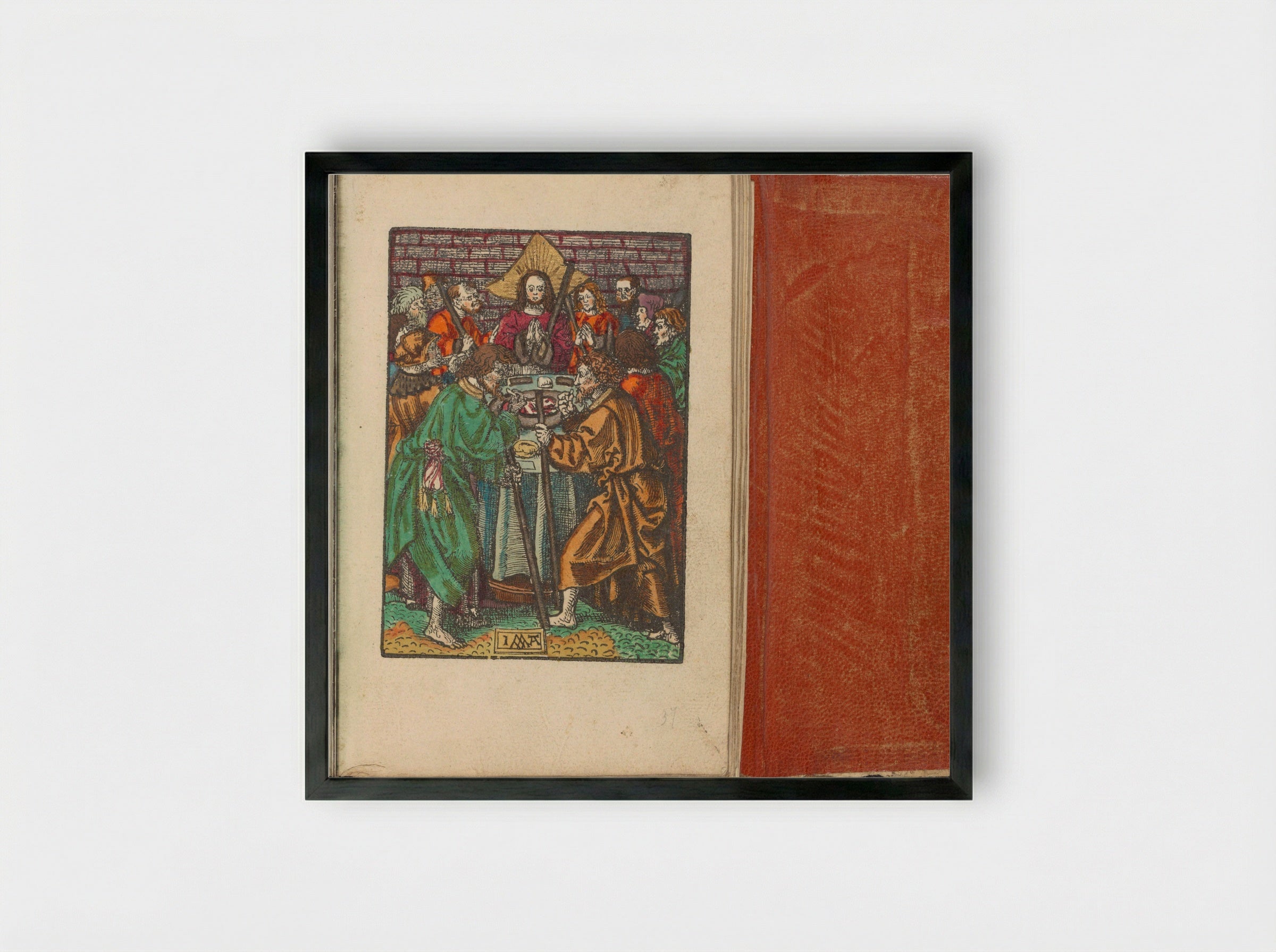 Christus en zijn discipelen vieren Pesach - Doen Pietersz. - Framed Print Black