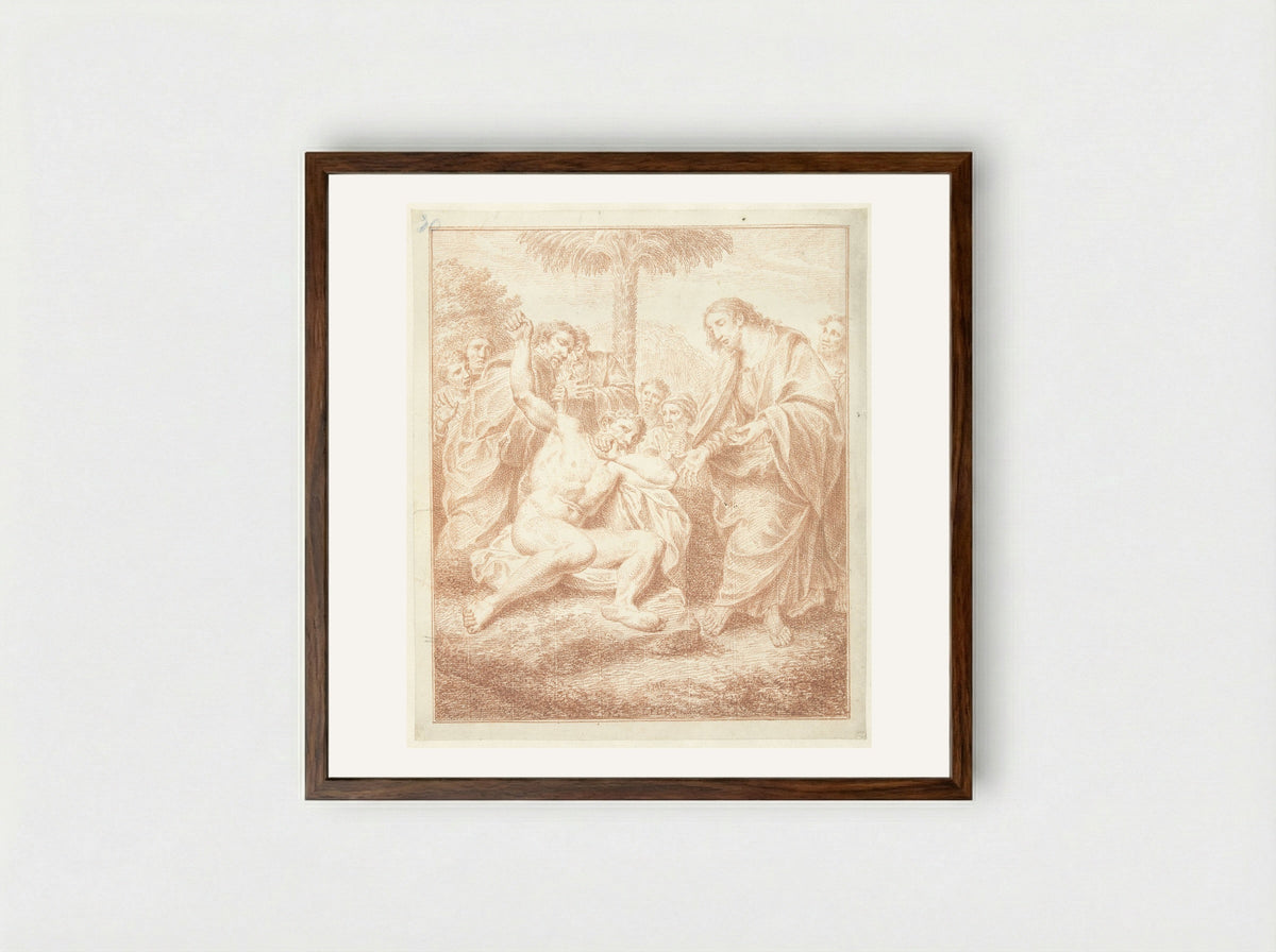 Christus geneest een bezetene - Louis Fabritius Dubourg - Framed Print Dark Wood