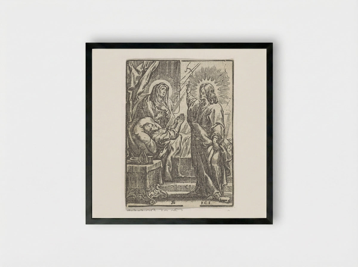 Christus geneest een zieke - Cornelis Woons - Framed Print Black