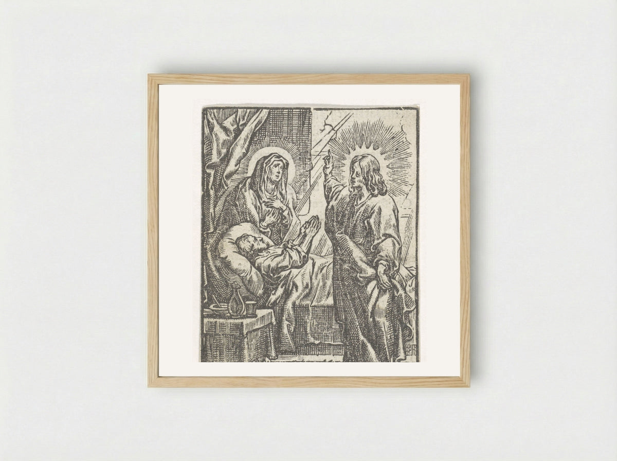Christus geneest een zieke - Cornelis Woons - Framed Print Wood