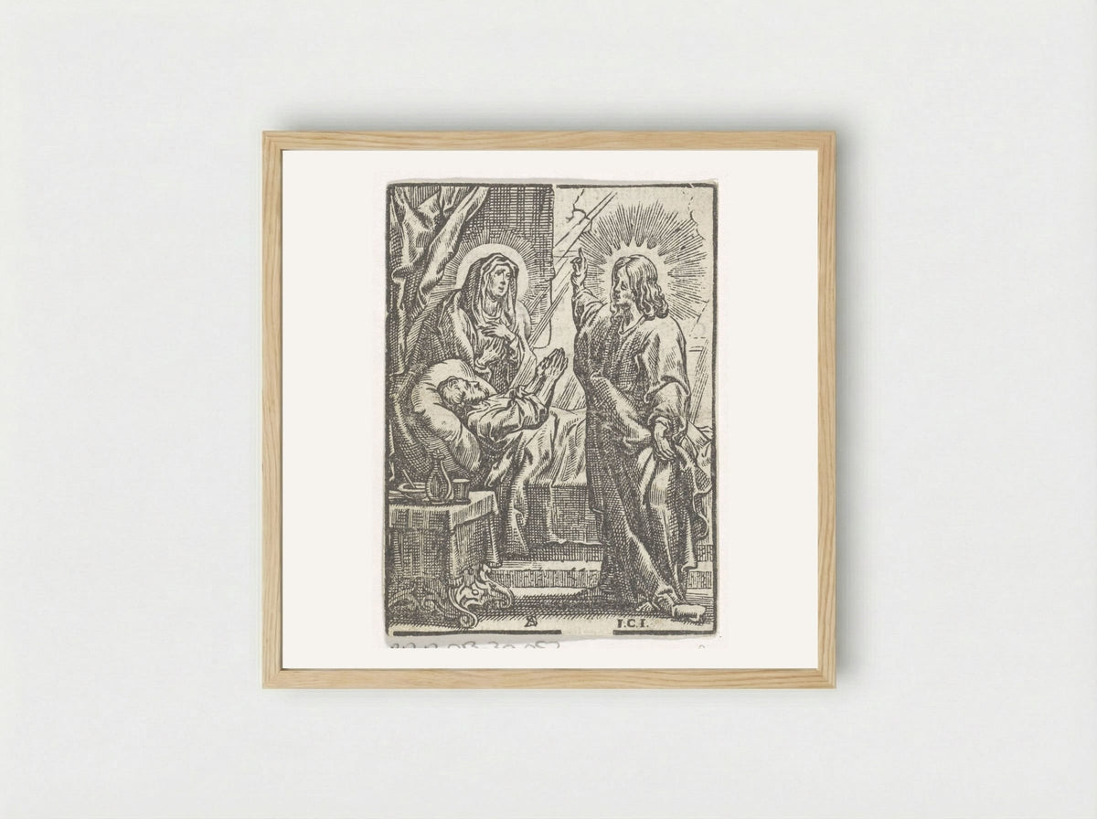 Christus geneest een zieke - Cornelis Woons - Framed Print Wood