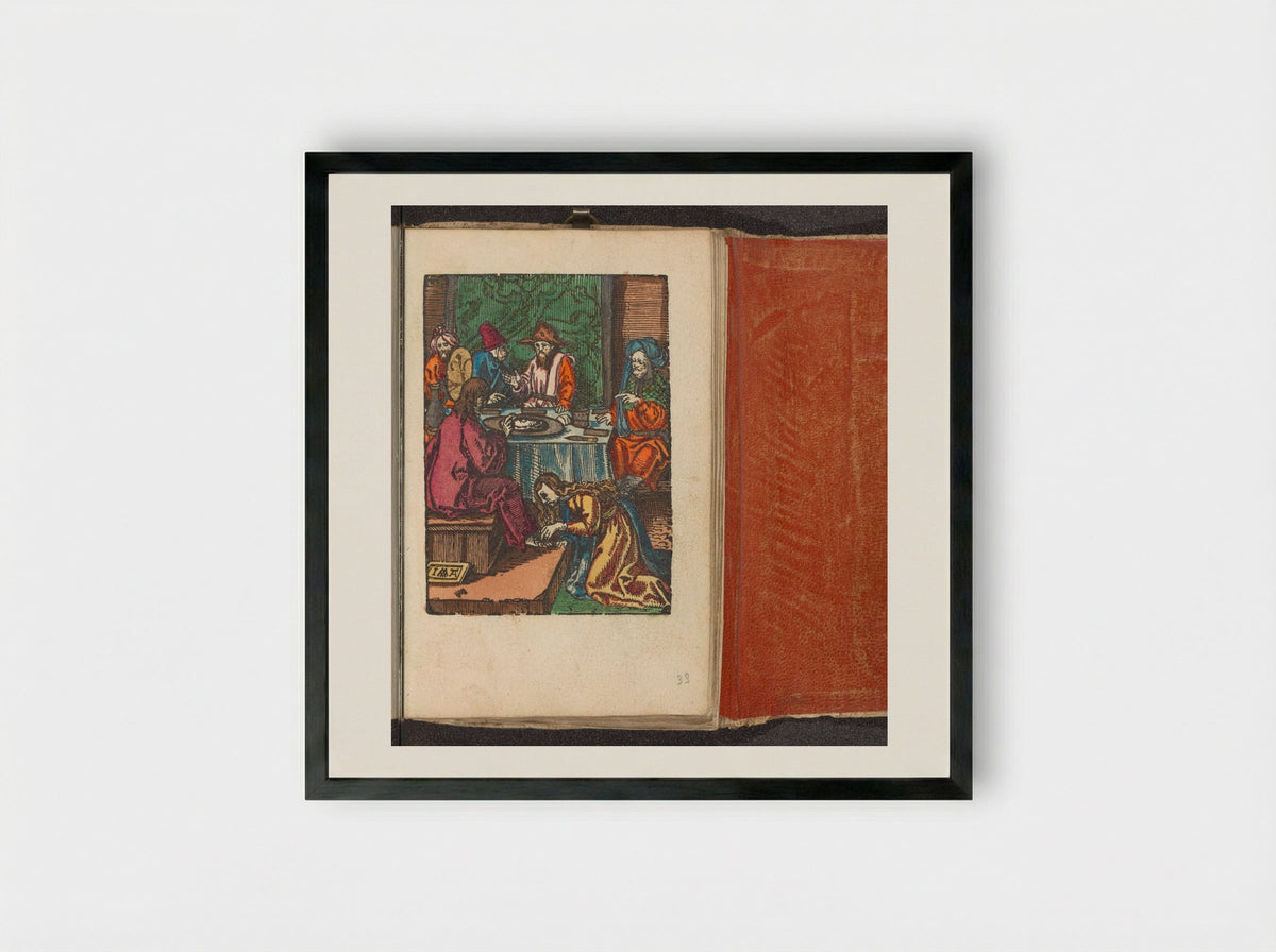 Christus gezalfd door Maria Magdalena - Doen Pietersz. - Framed Print Black