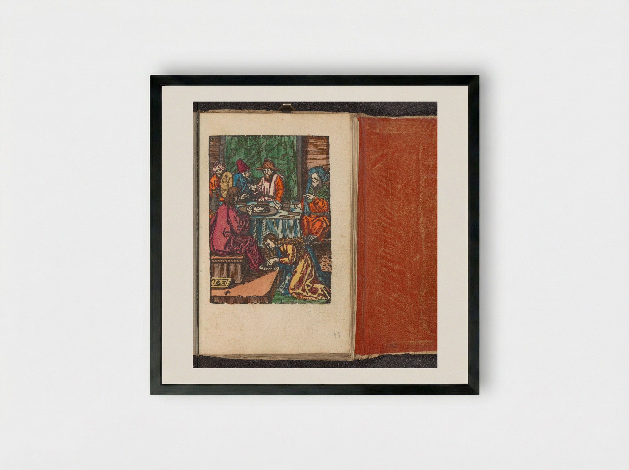 Christus gezalfd door Maria Magdalena - Doen Pietersz. - Framed Print Black
