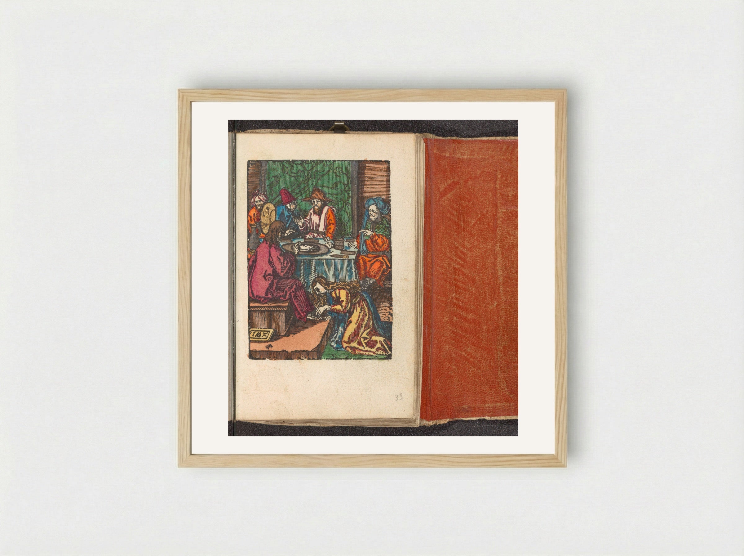 Christus gezalfd door Maria Magdalena - Doen Pietersz. - Framed Print Wood