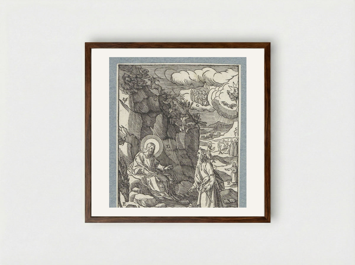 Christus in de wildernis - Pieter Jacobsz. Paets - Framed Print Dark Wood