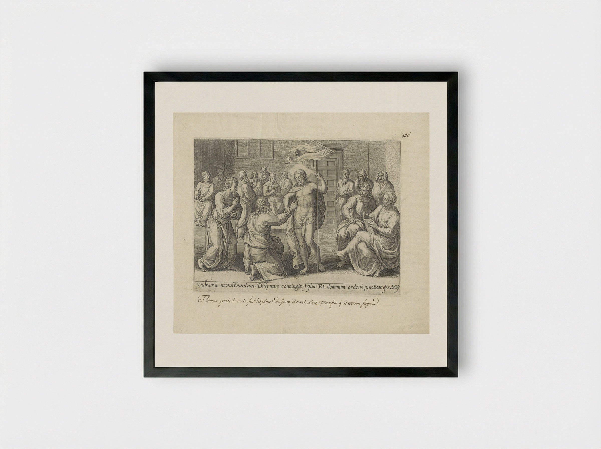 Christus verschijnt aan de ongelovige Tomas - Gerard de Jode - Framed Print Black