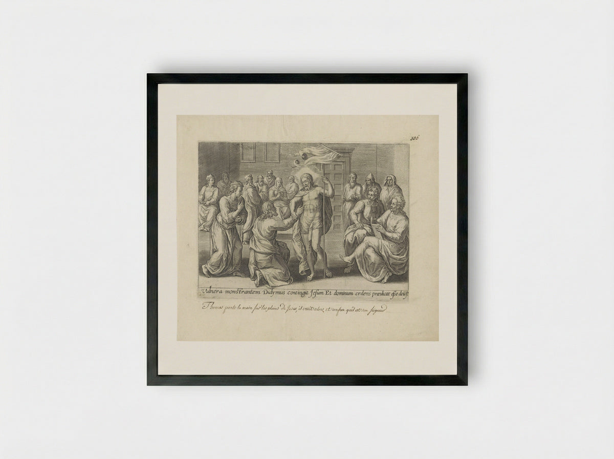 Christus verschijnt aan de ongelovige Tomas - Gerard de Jode - Framed Print Black