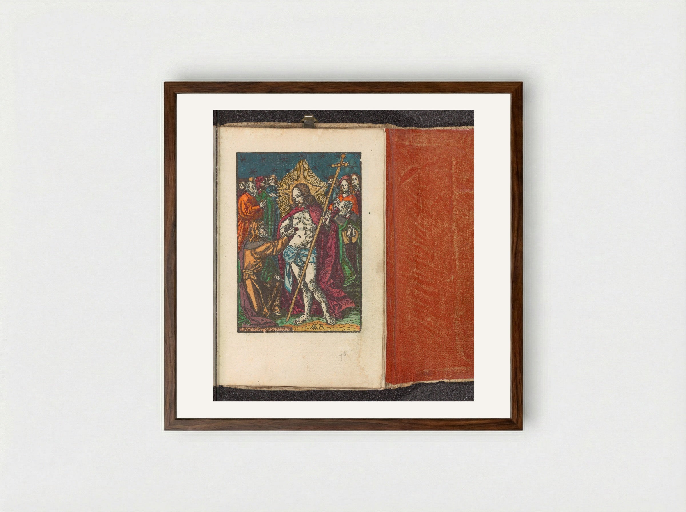 Christus verschijnt aan de ongelovige Tomas - Doen Pietersz. - Framed Print Dark Wood