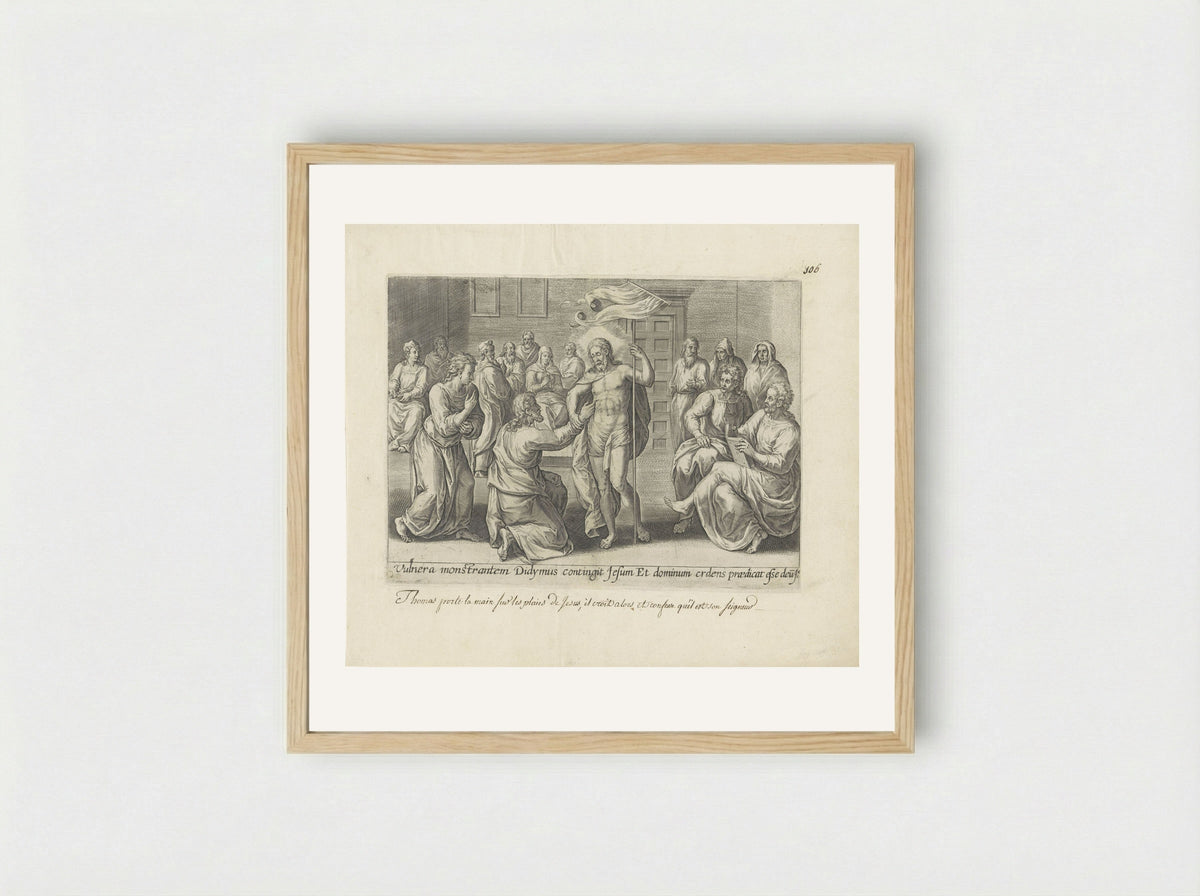 Christus verschijnt aan de ongelovige Tomas - Gerard de Jode - Framed Print Wood