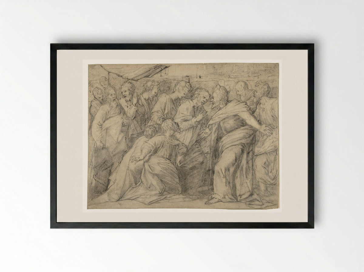 Christus verschijnt voor zijn discipelen - Meester van de Egmont-Albums - Framed Print Black