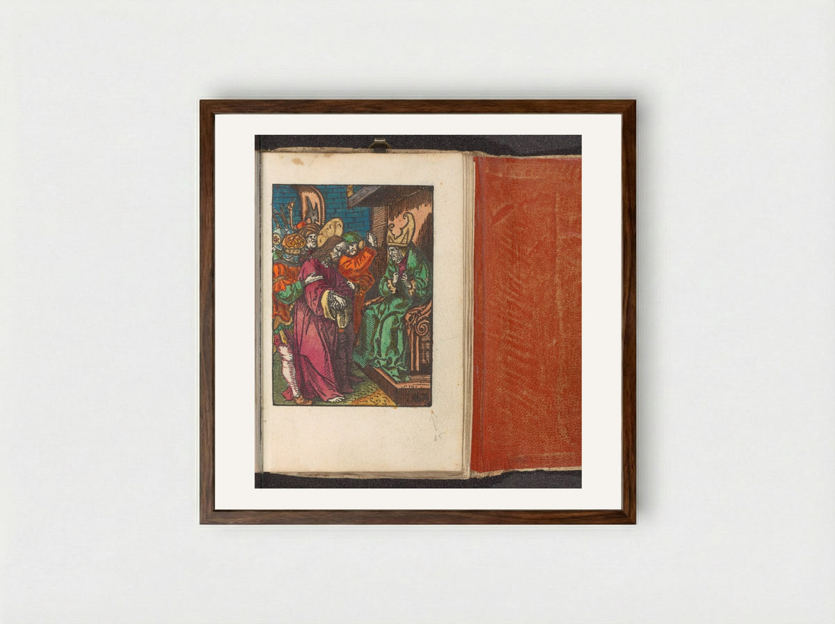 Christus voor Kajafas - Doen Pietersz. - Framed Print Dark Wood