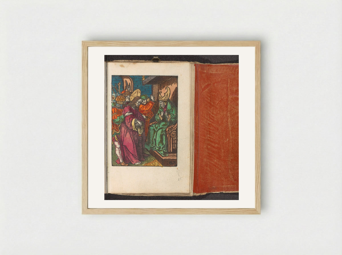 Christus voor Kajafas - Doen Pietersz. - Framed Print Wood