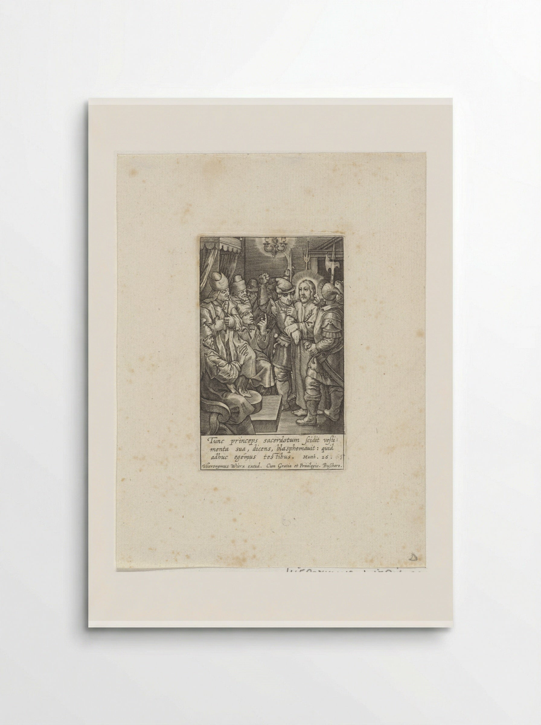 Christus voor Kajafas - Hieronymus Wierix - Poster