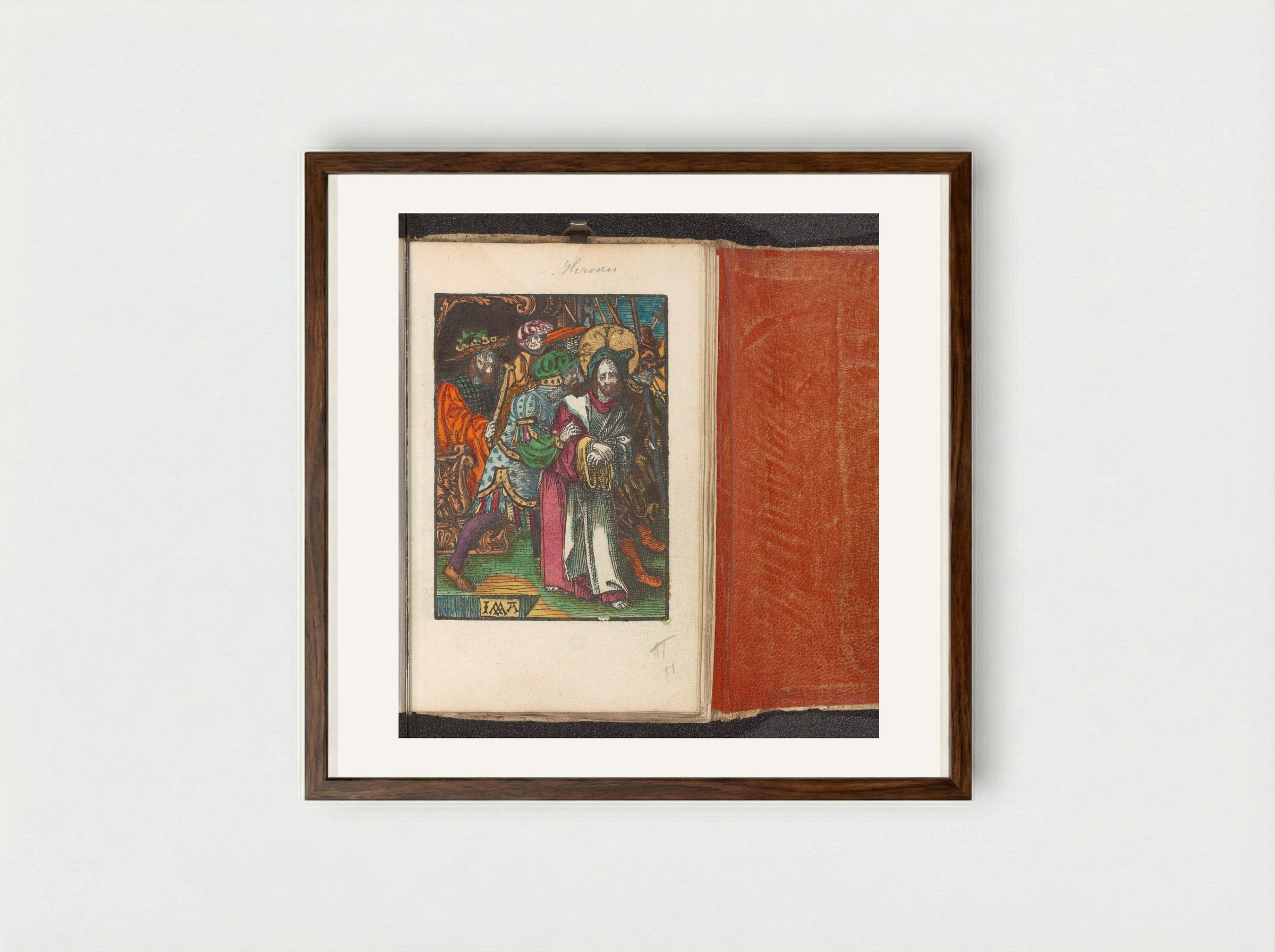 Christus weggeleid van Herodes - Doen Pietersz. - Framed Print Dark Wood