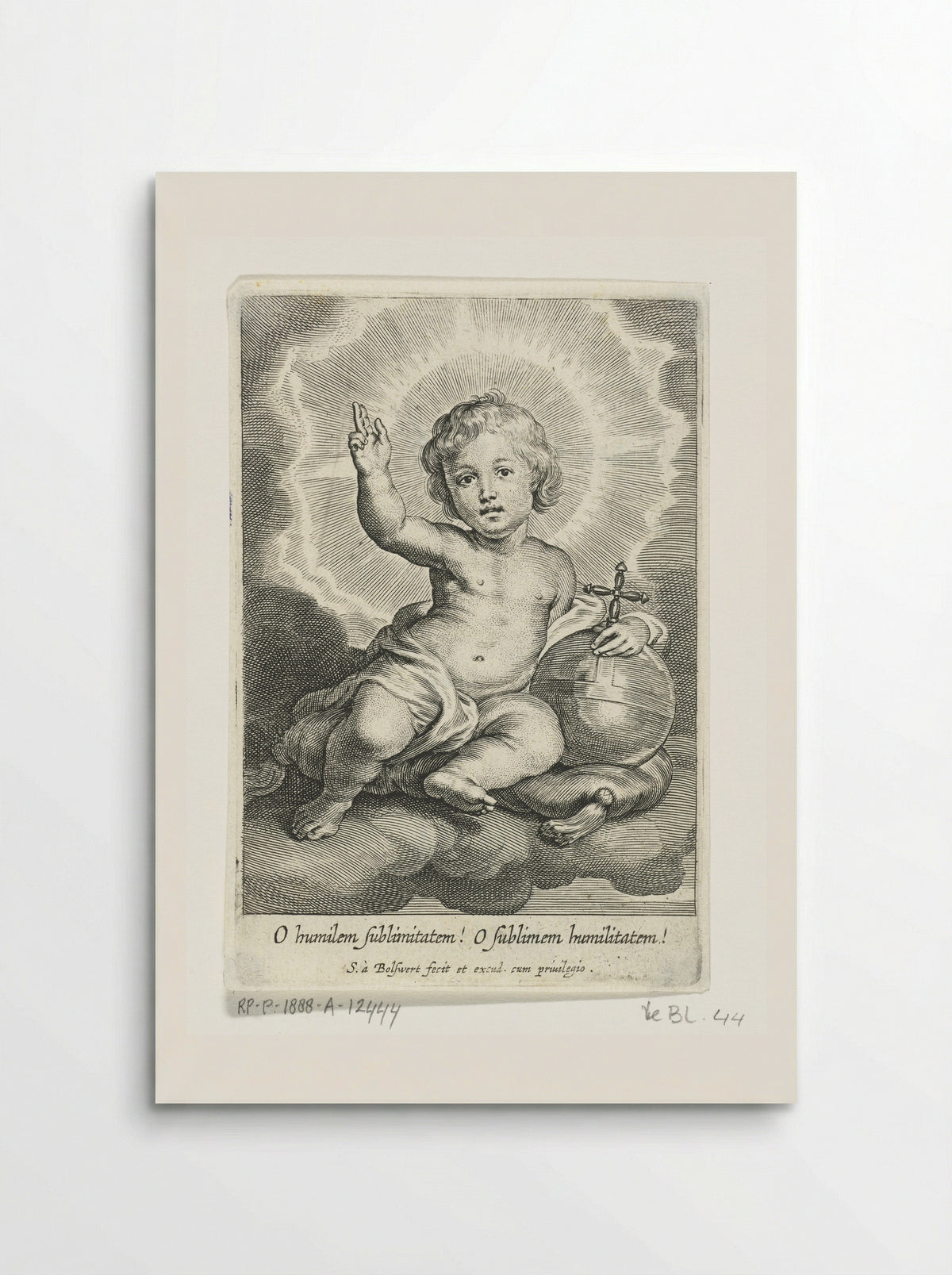 Christuskind als Salvator Mundi zittend op wolk - Schelte Adamsz. Bolswert - Poster