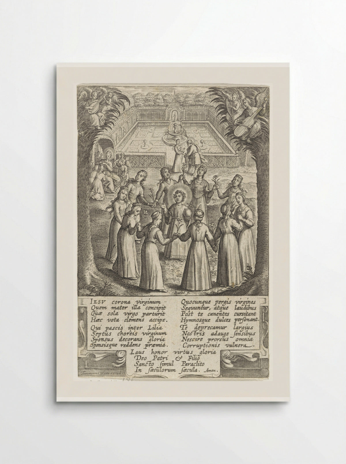 Christuskind omringd door maagden - Hieronymus Wierix - Poster