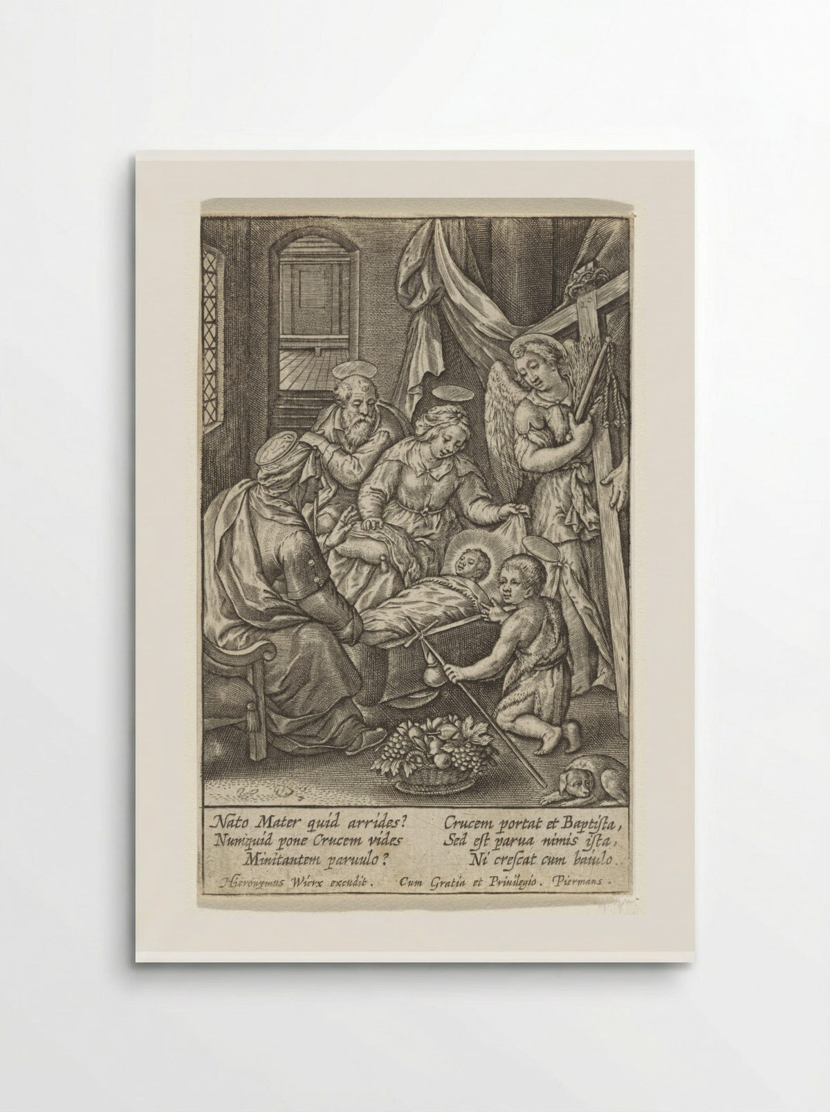 Christuskind slaapt in de wieg - Hieronymus Wierix - Poster