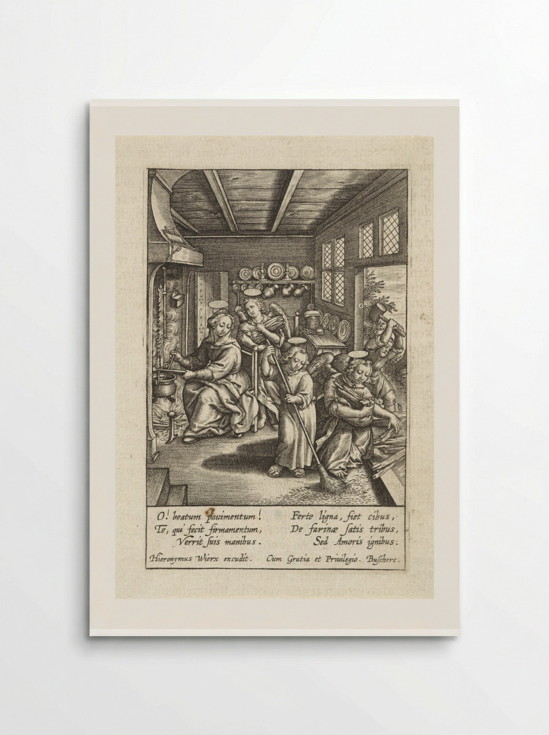 Christuskind veegt de vloer - Hieronymus Wierix - Poster
