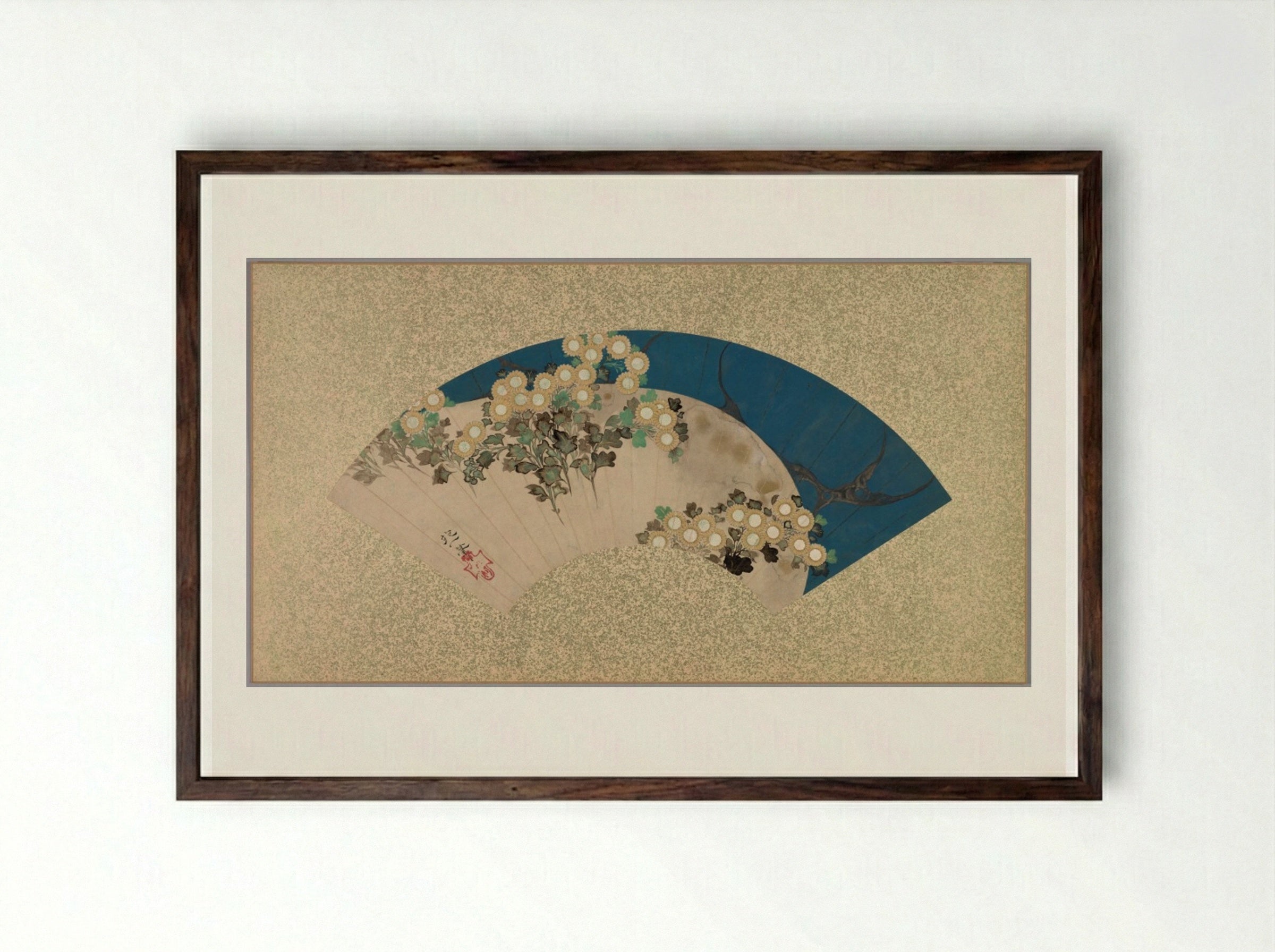 Chrysanthemums by the Water - Sakai Hōitsu - Framed Print Dark Wood