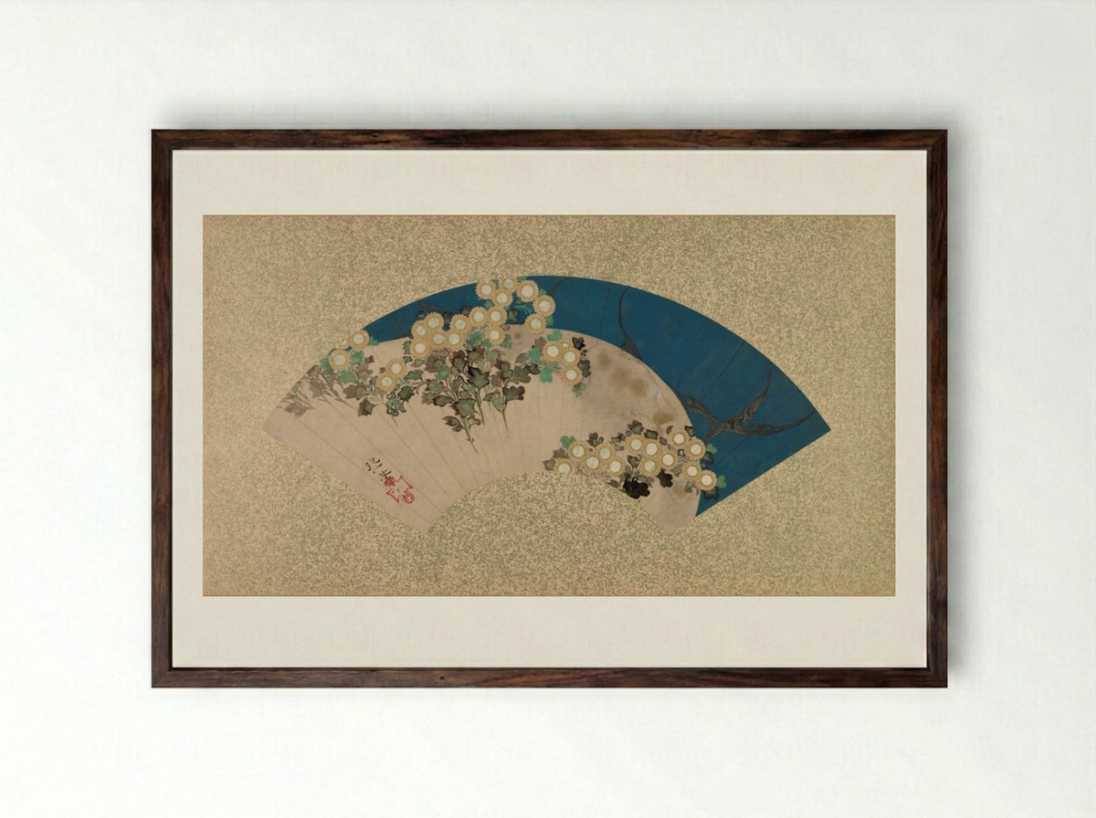 Chrysanthemums by the Water - Sakai Hōitsu - Framed Print Dark Wood