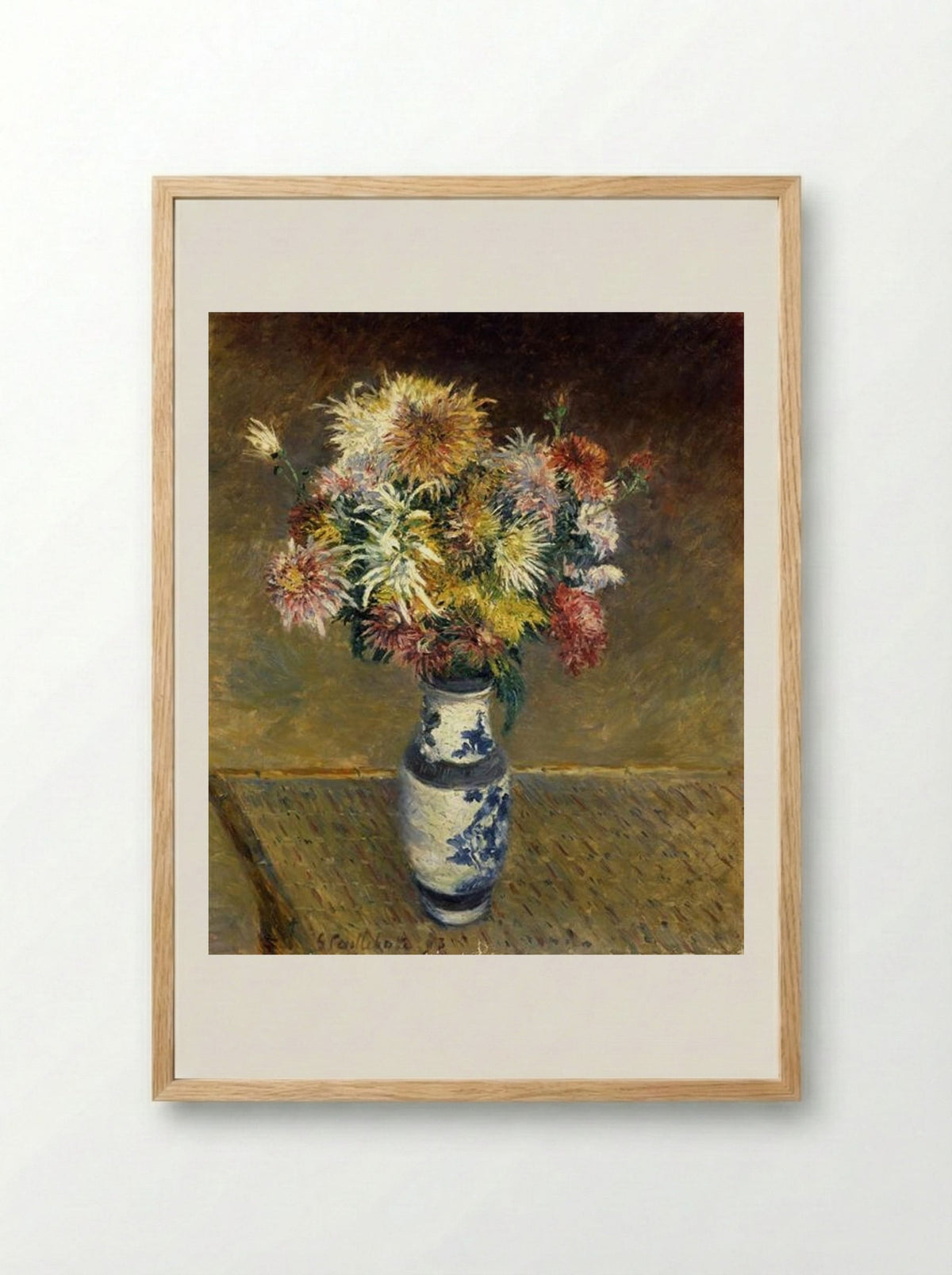 Chrysanthemums in a Vase - Gustave Caillebotte - Framed Print Wood