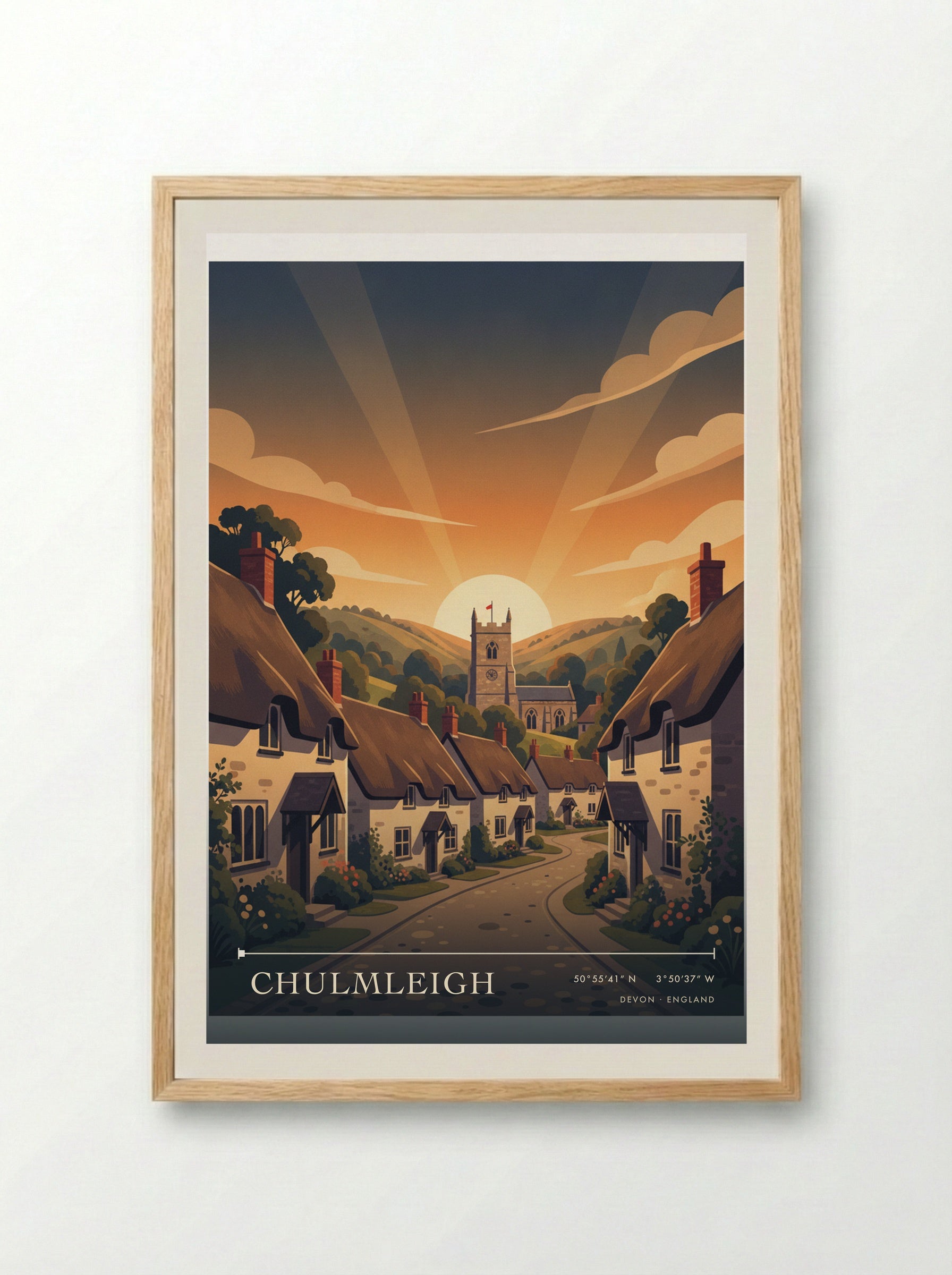 Chulmleigh Devon England Travel Poster - Framed Print Wood