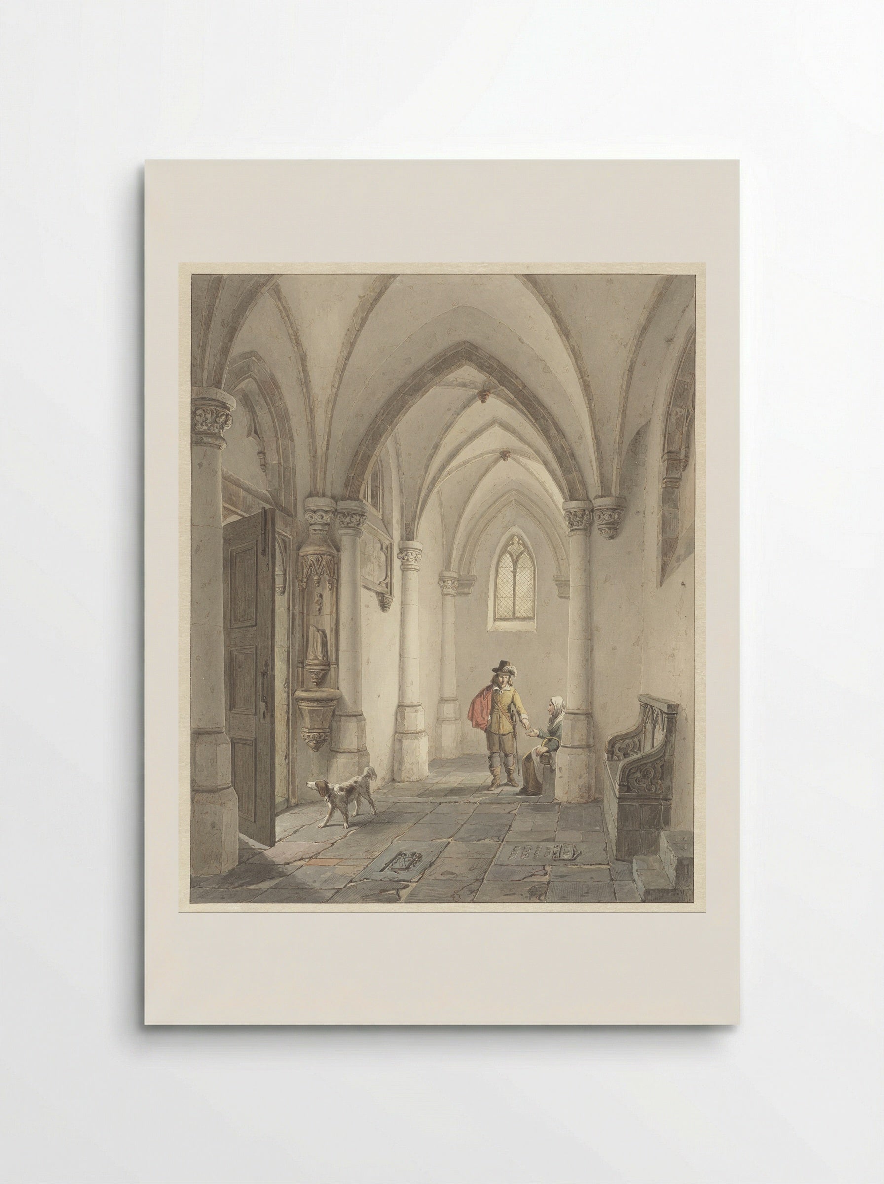 Church Interior with a Man Giving Alms to a Beggar - George Gillis Haanen - Poster