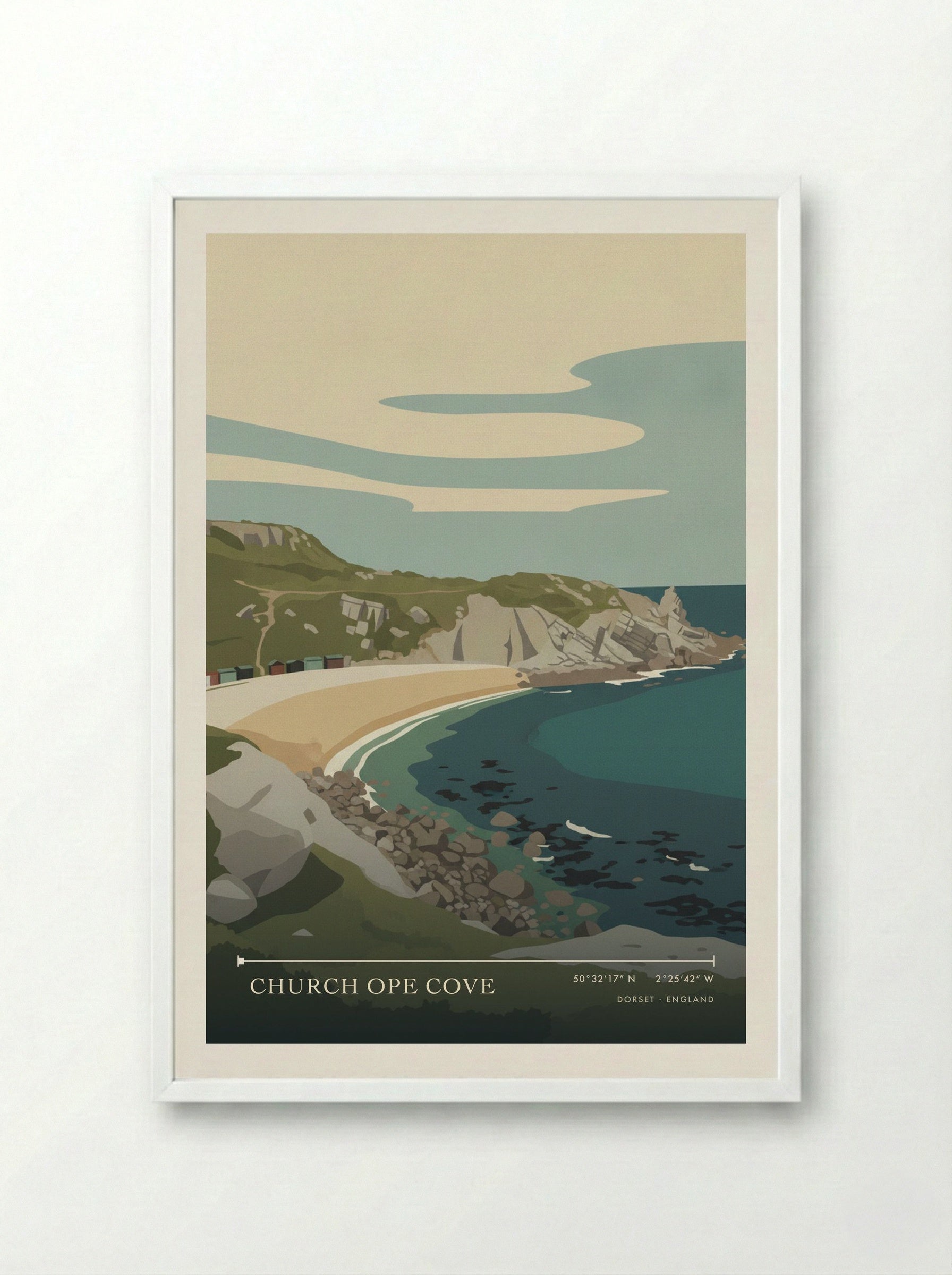 Church Ope Cove Dorset England Travel Poster - Framed Print White