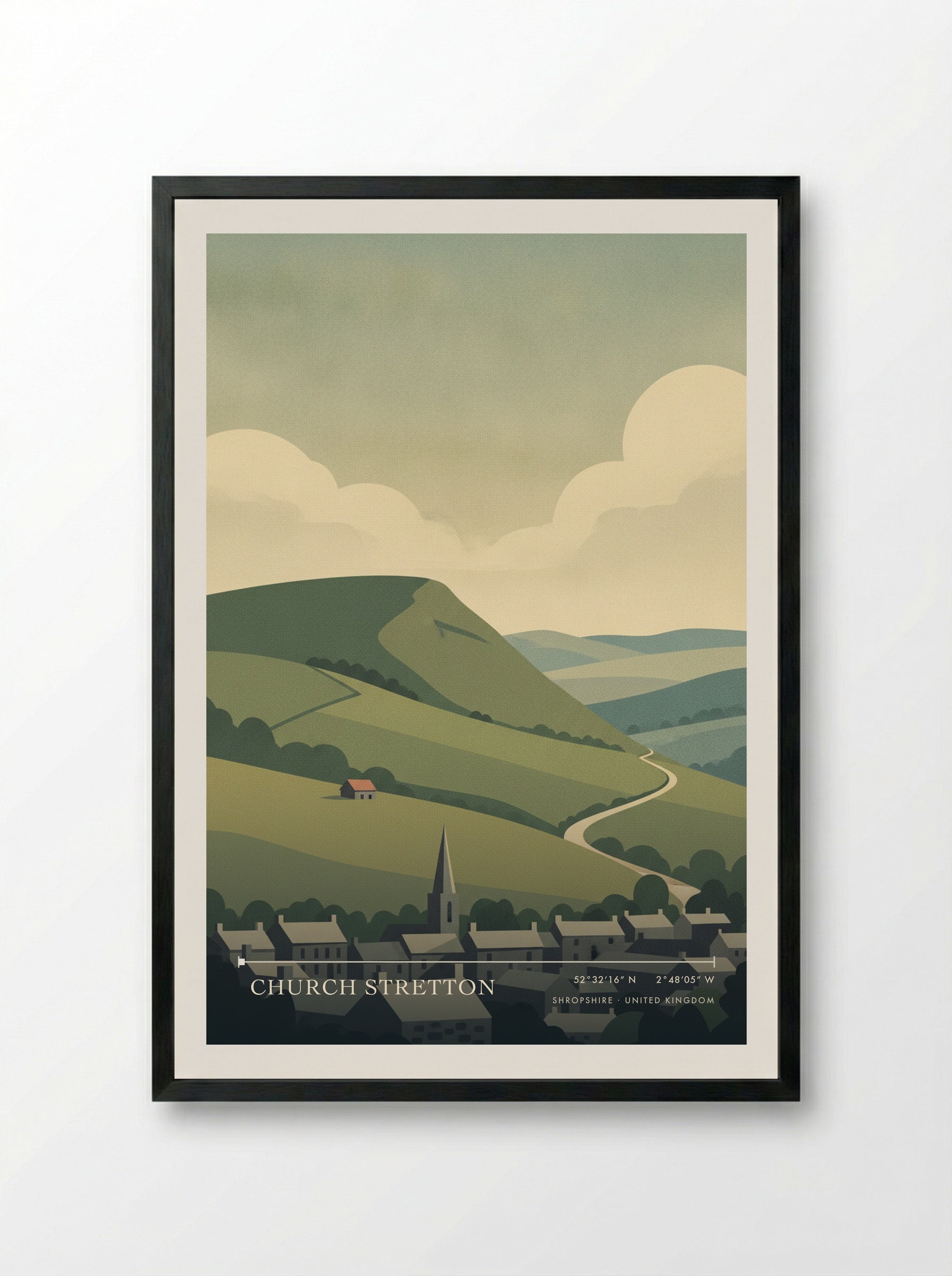 Church Stretton Shropshire United Kingdom Travel Poster - Framed Print Black
