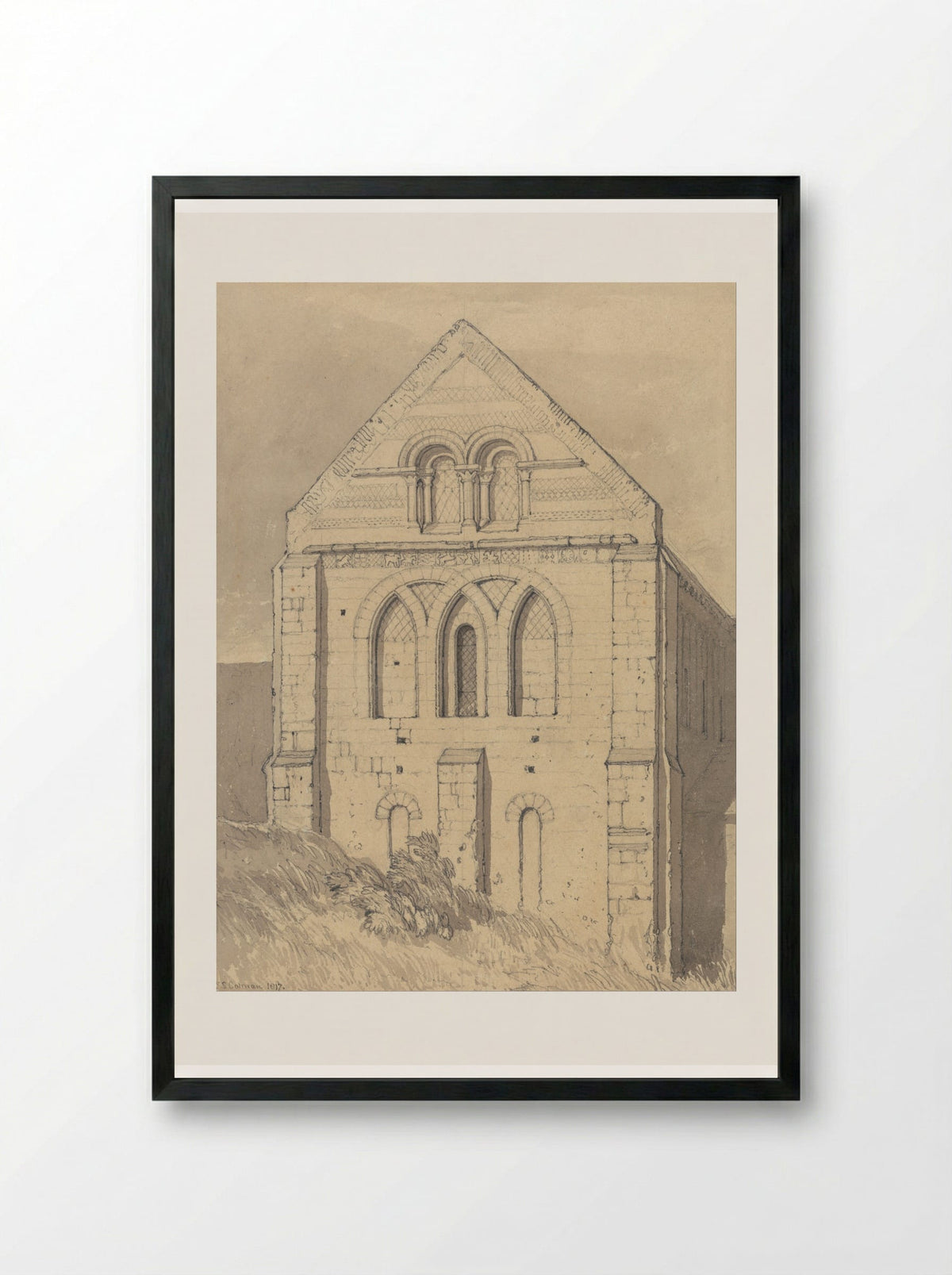Church of Graville - John Sell Cotman - Framed Print Black