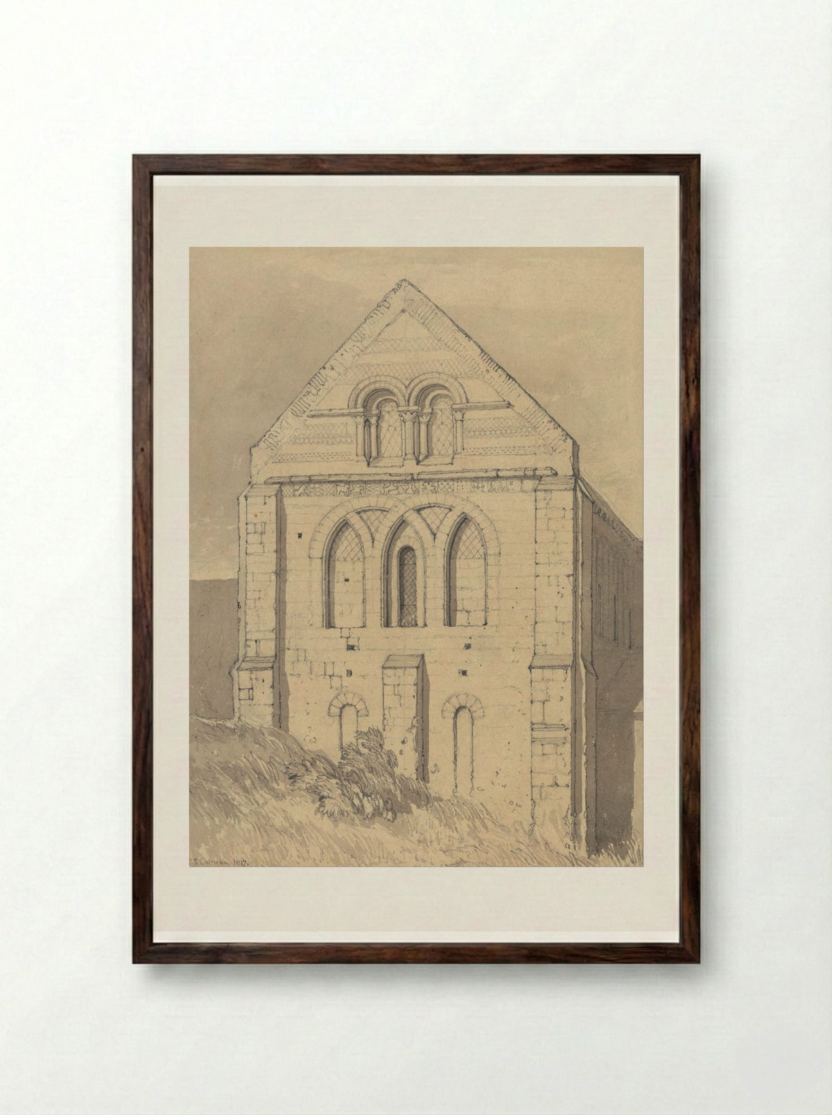 Church of Graville - John Sell Cotman - Framed Print Dark Wood