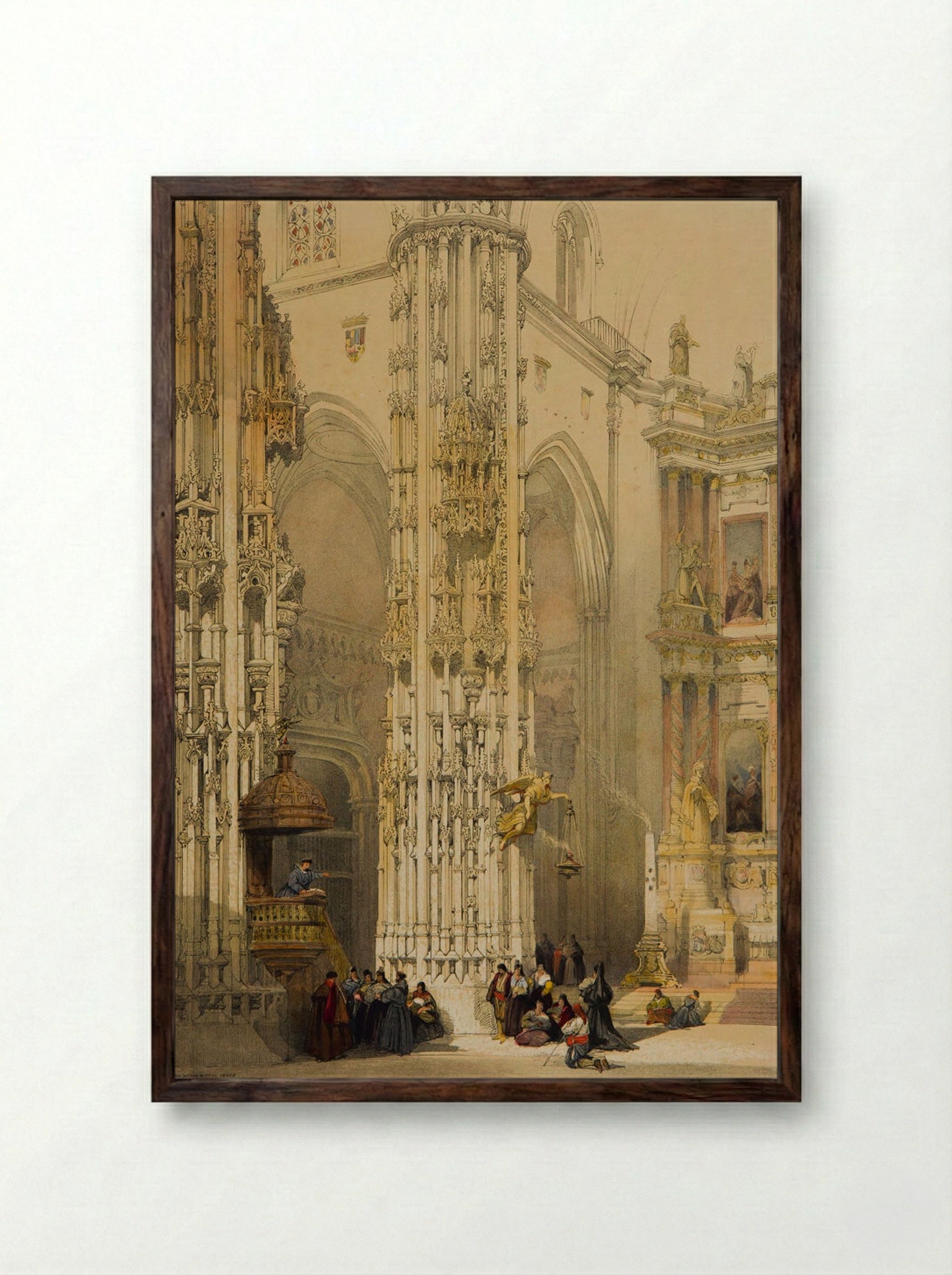 Church of San Miguel, Xerez - Louis Haghe - Framed Print Dark Wood