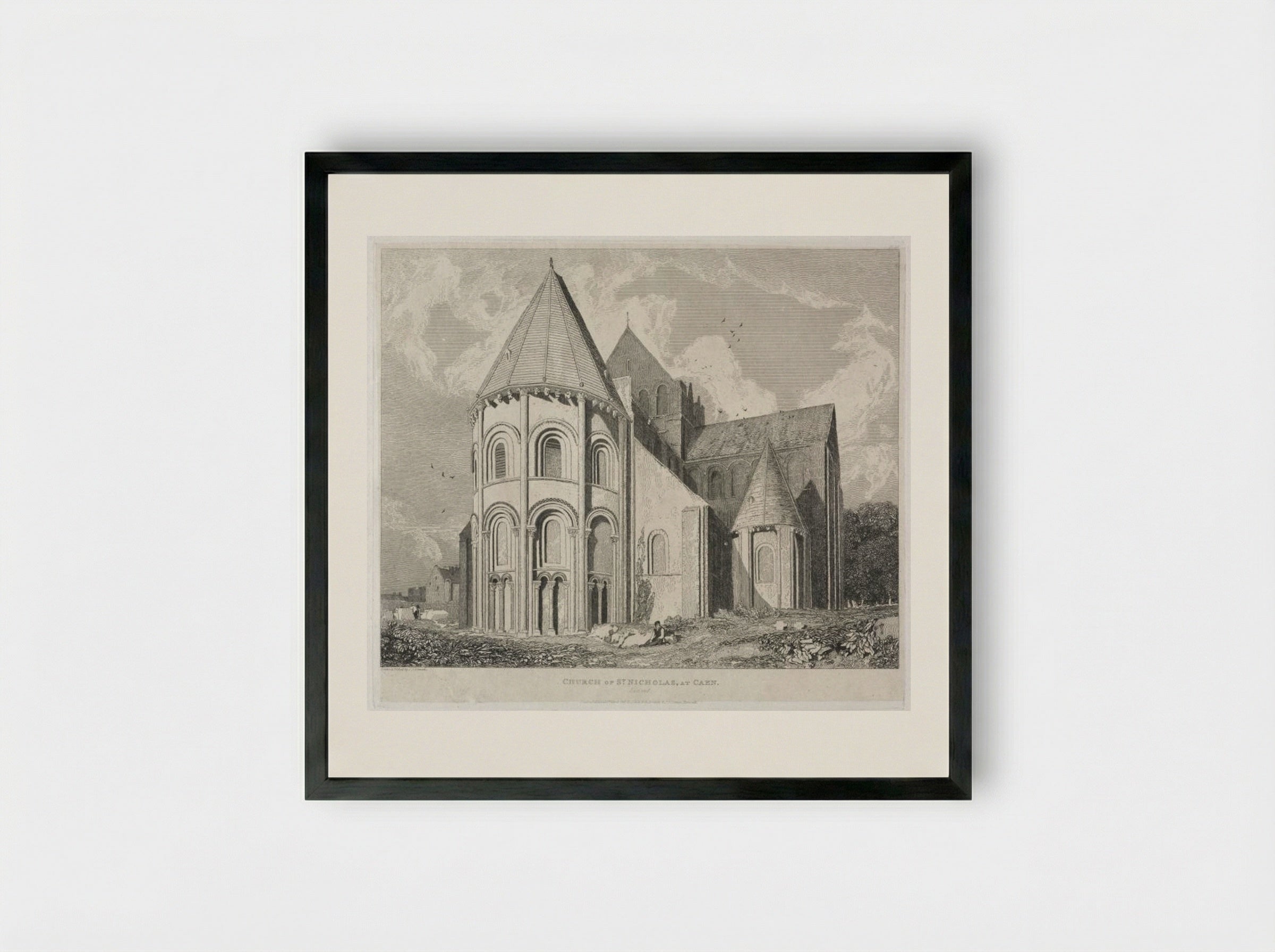 Church of St. Nicholas, at Caen - John Sell Cotman - Framed Print Black