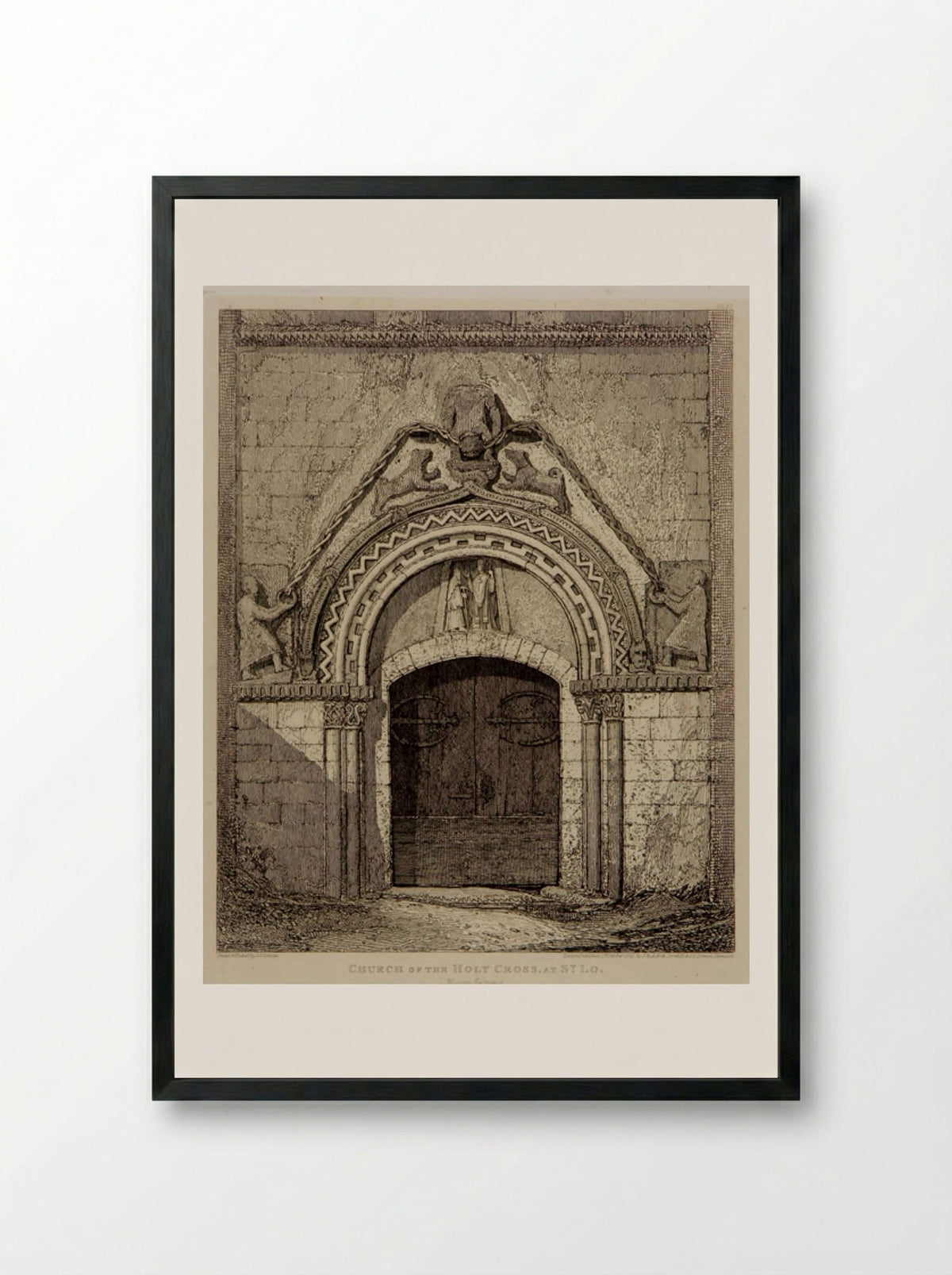 Church of the Holy Cross at St. Lo - John Sell Cotman - Framed Print Black