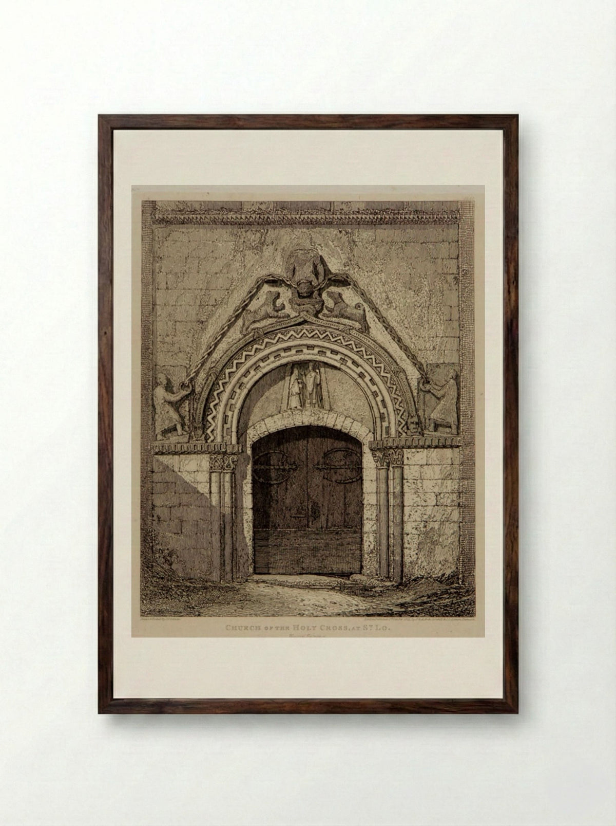 Church of the Holy Cross at St. Lo - John Sell Cotman - Framed Print Dark Wood