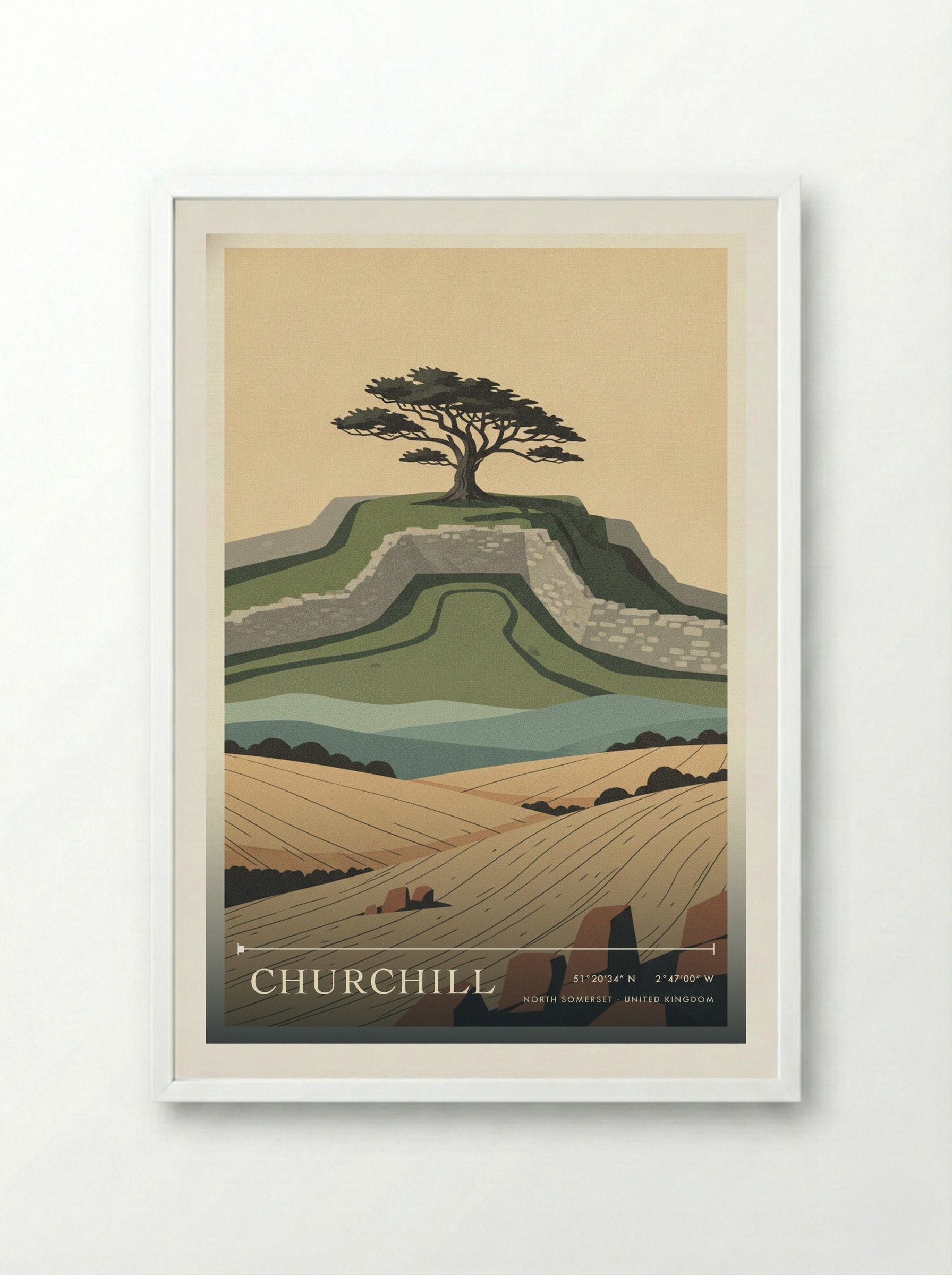 Churchill North Somerset United Kingdom Travel Poster - Framed Print White