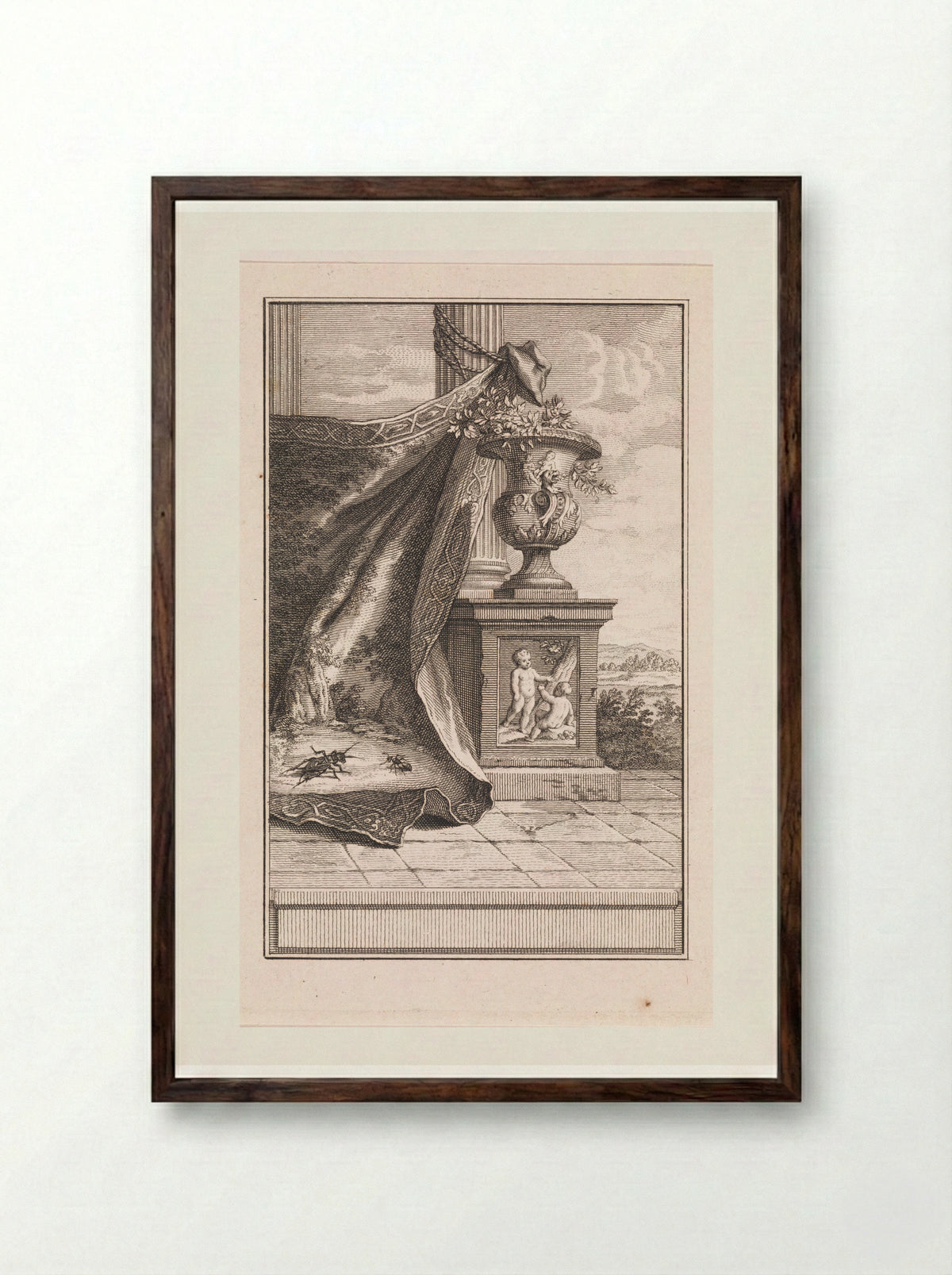 Cicade en mier op een kleed - Jan Punt - Framed Print Dark Wood