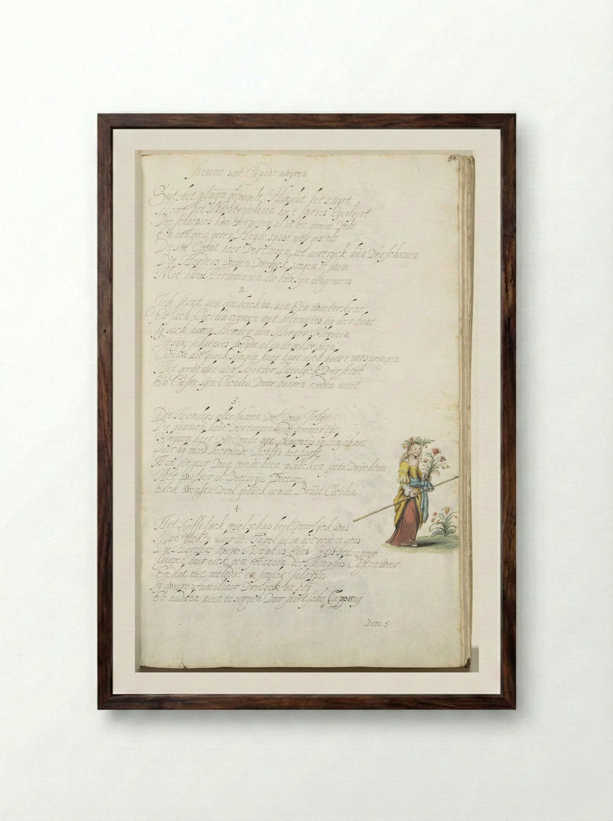 Cicilia met bloemen - Gesina ter Borch - Framed Print Dark Wood