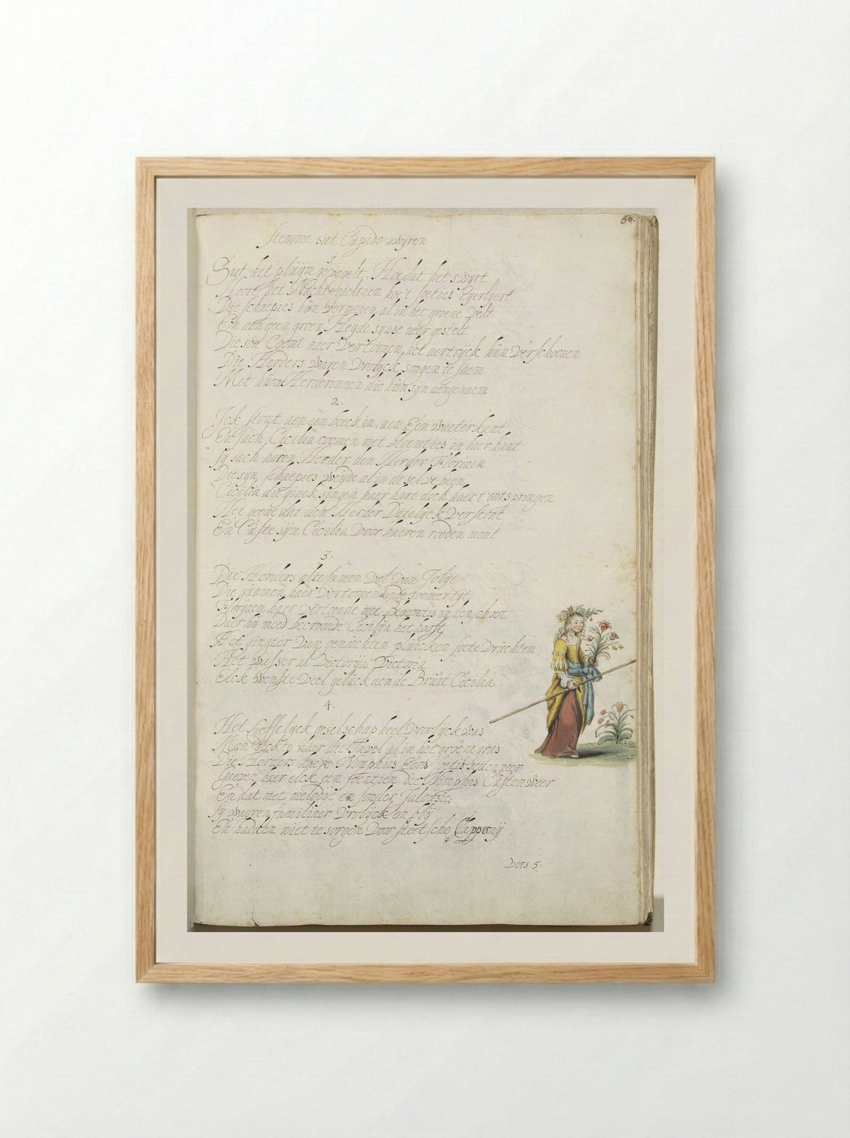 Cicilia met bloemen - Gesina ter Borch - Framed Print Wood