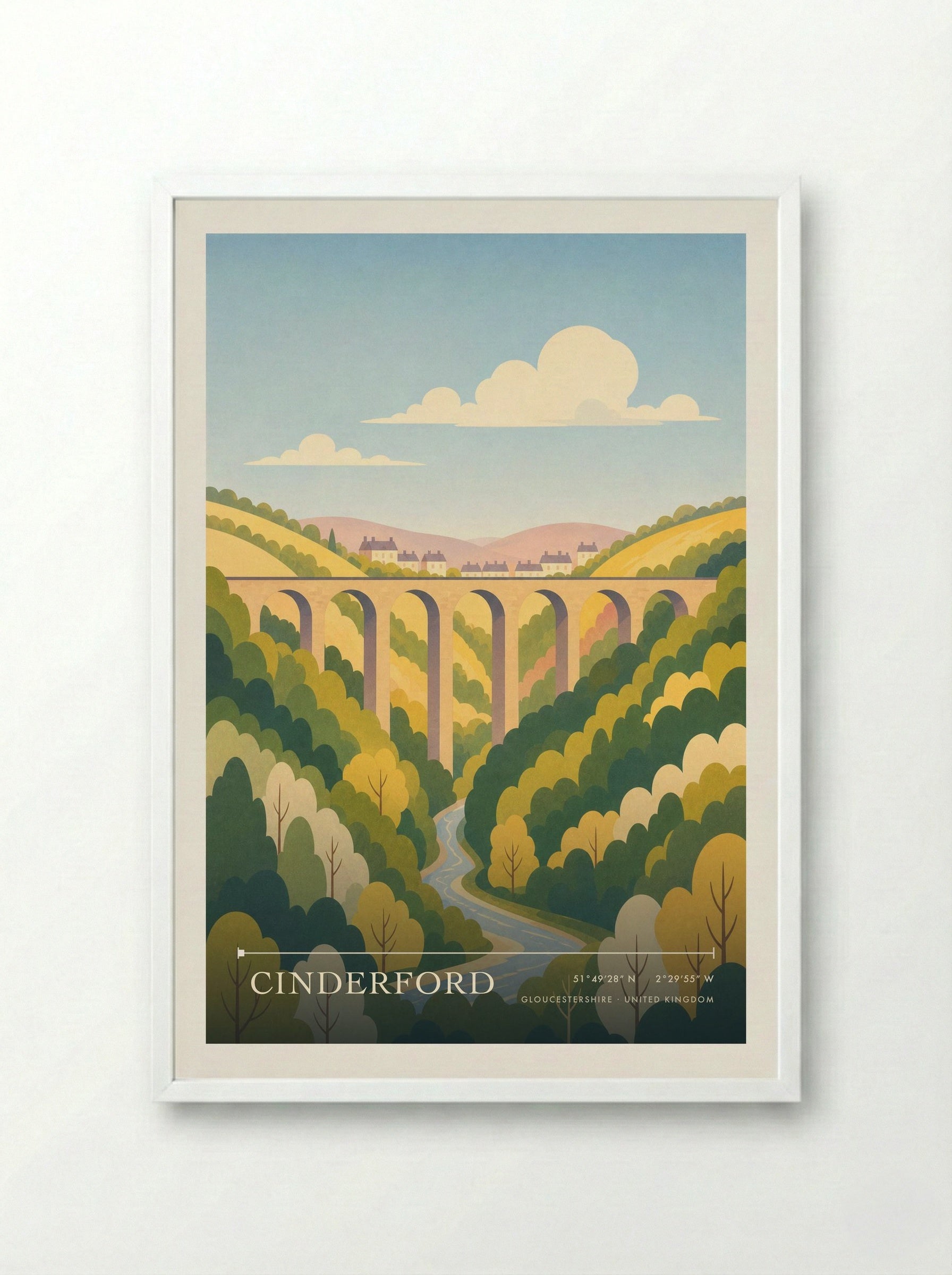 Cinderford Gloucestershire United Kingdom Travel Poster - Framed Print White