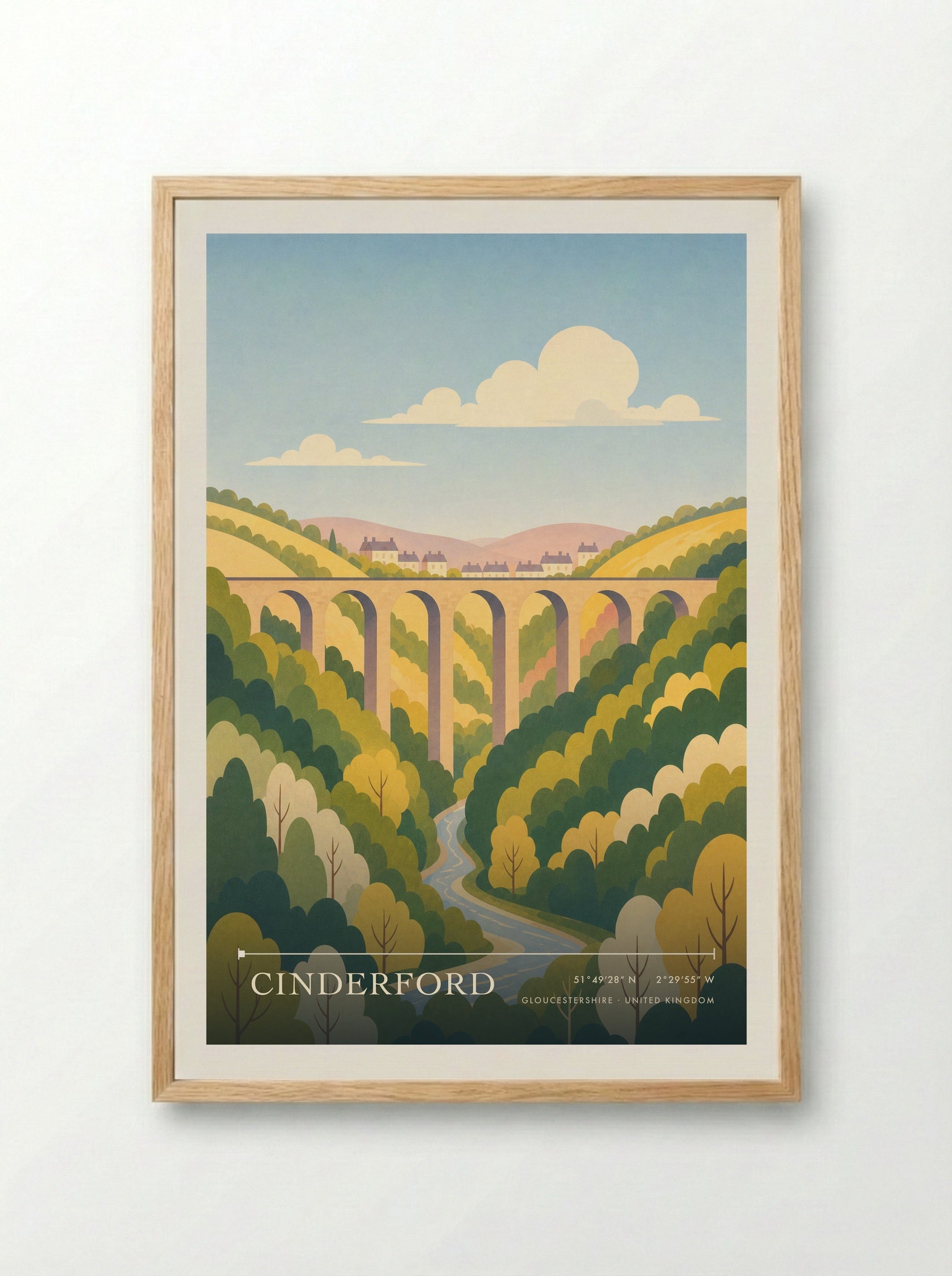 Cinderford Gloucestershire United Kingdom Travel Poster - Framed Print Wood