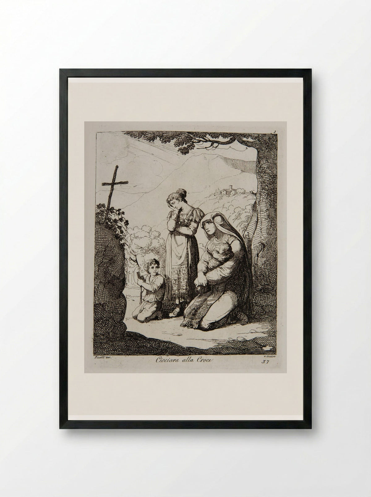 Ciociara alla Croce - Bartolomeo Pinelli - Framed Print Black