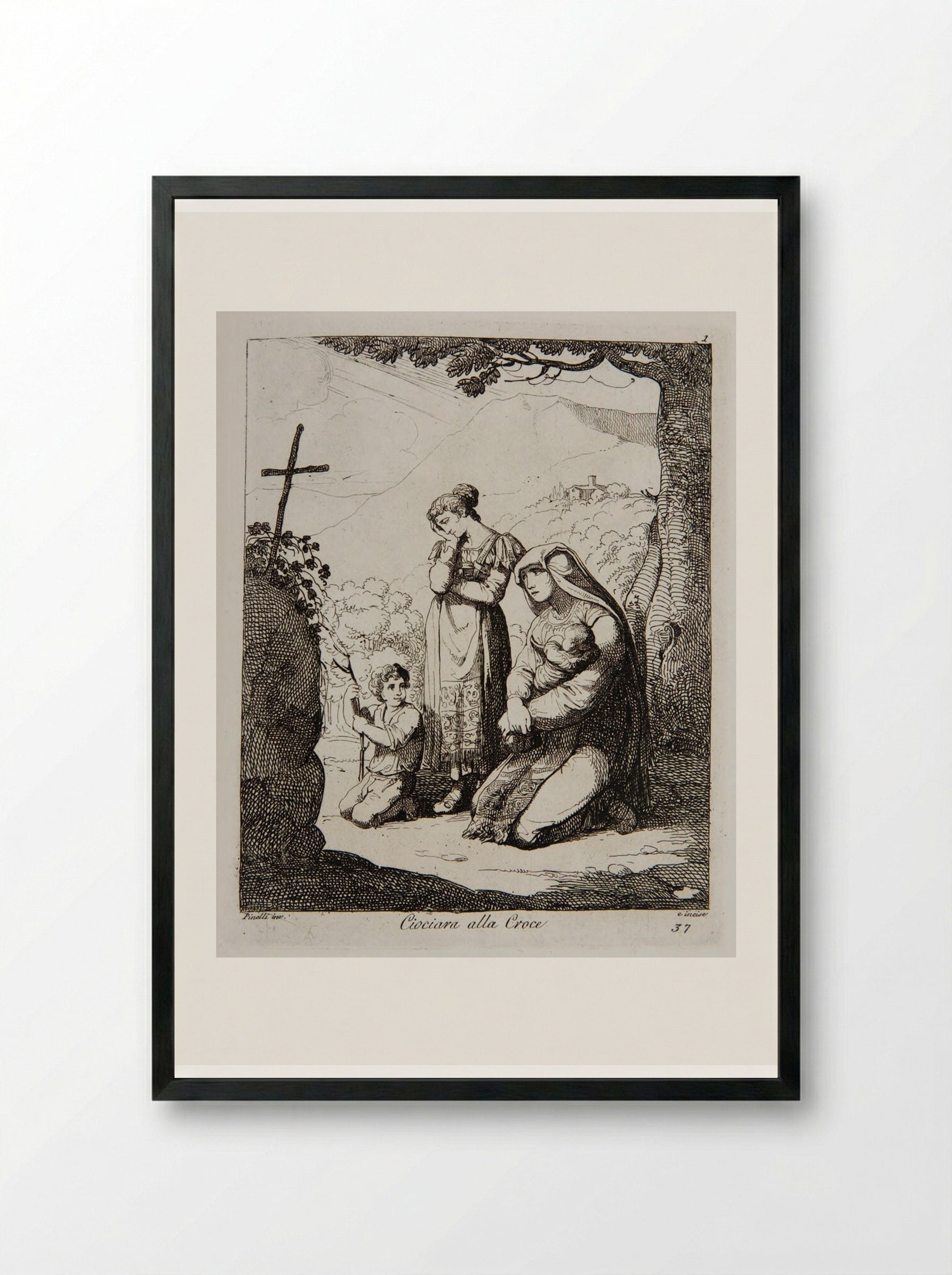 Ciociara alla Croce - Bartolomeo Pinelli - Framed Print Black
