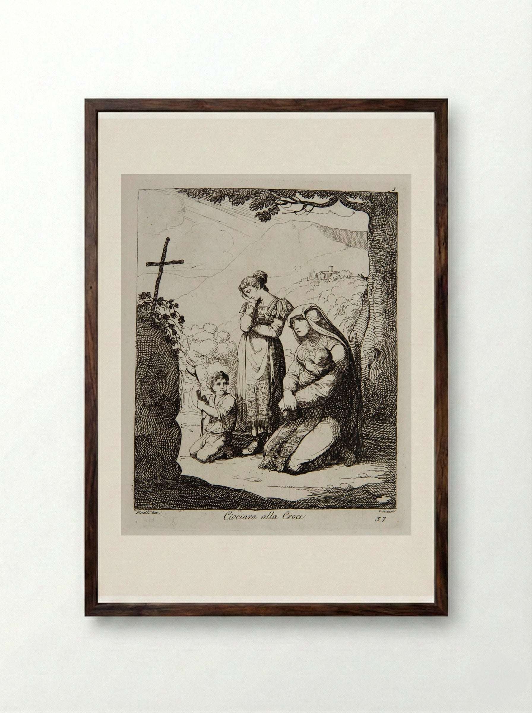 Ciociara alla Croce - Bartolomeo Pinelli - Framed Print Dark Wood